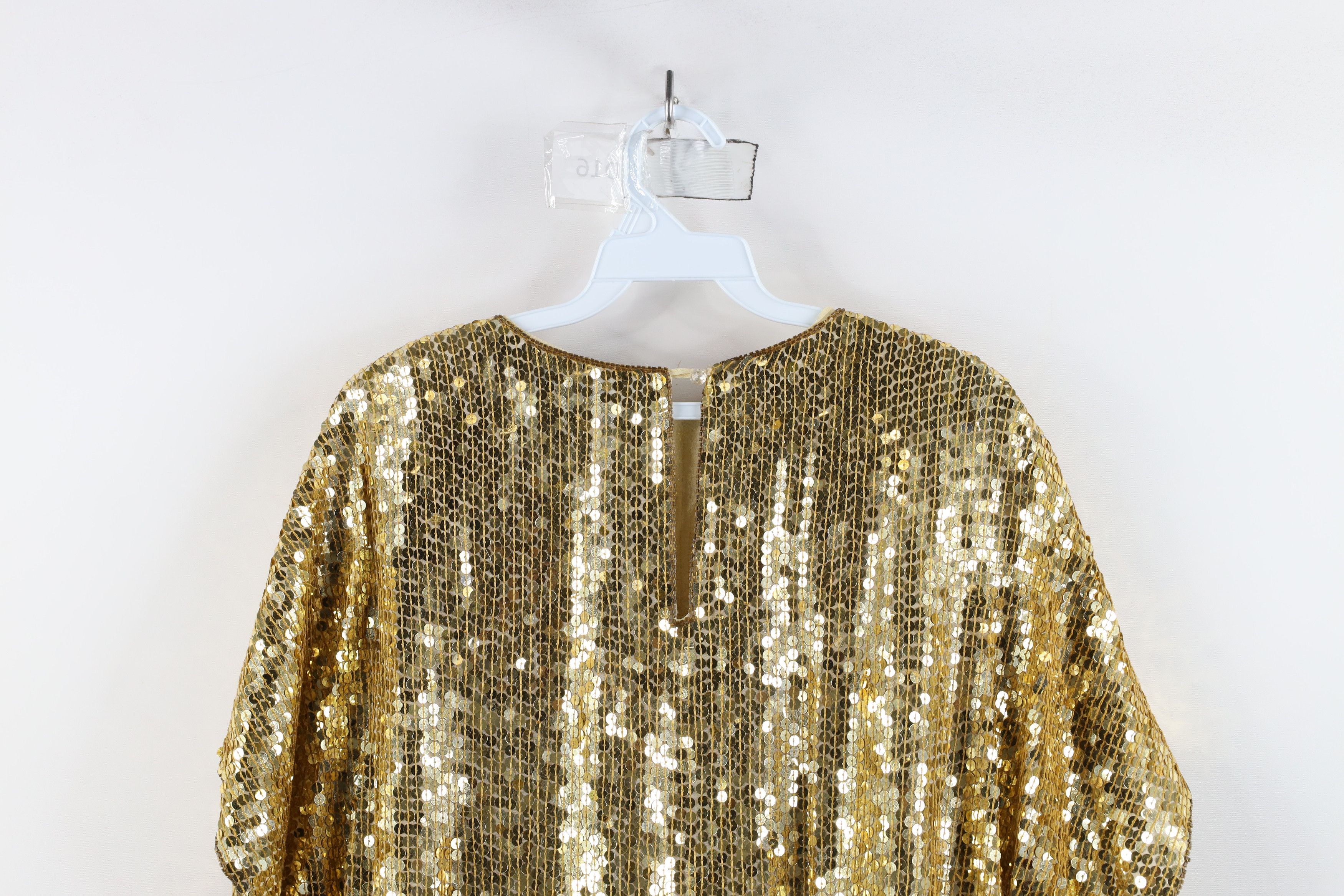 Vintage Vintage 80s 90s Rina Z Short Sleeve Disco Dance Shirt Gold Size L / US 10 / IT 46 - 12 Thumbnail