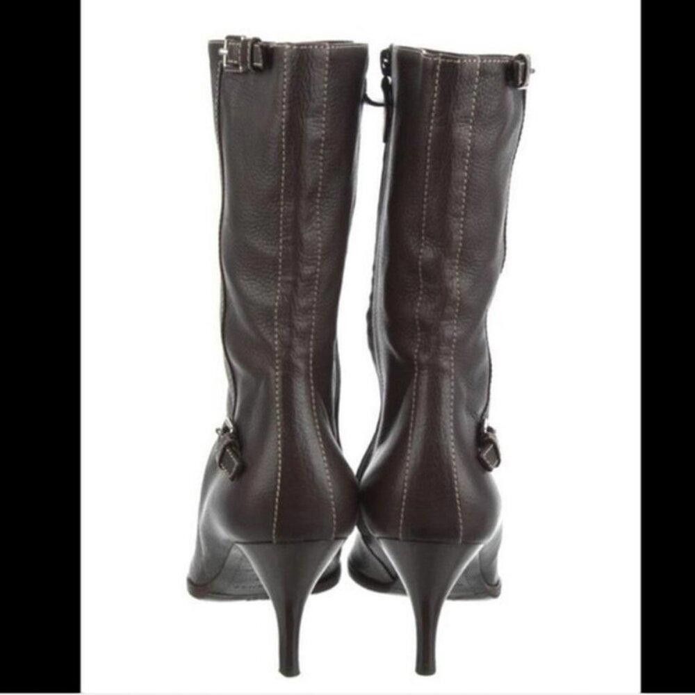 Hermes Hermès Leather Moto Kitten Heel Boots Size US 9.5 / IT 39.5 - 5 Thumbnail