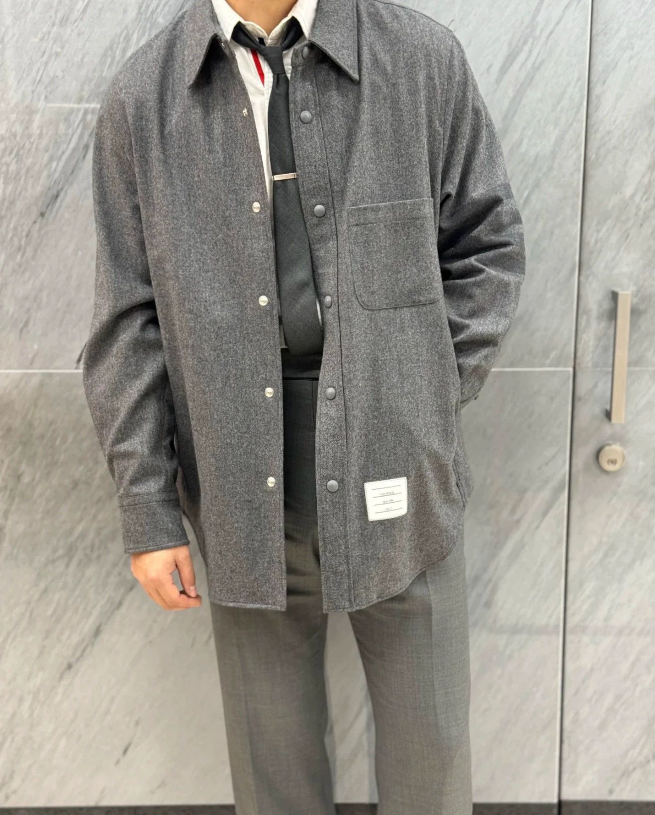 Thom Browne Thom Browne Men's Charcoal 4-Bar Wool Flannel Jacket Size US S / EU 44-46 / 1 - 9 Thumbnail