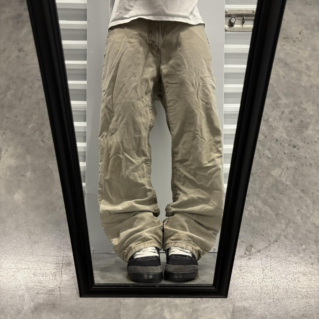 Japanese Brand × Vintage Crazy Vintage Y2K/2000s Khaki Tan Streetwear Workwear Carpenter Pants! Size US 34 / EU 50 - 1 Thumbnail