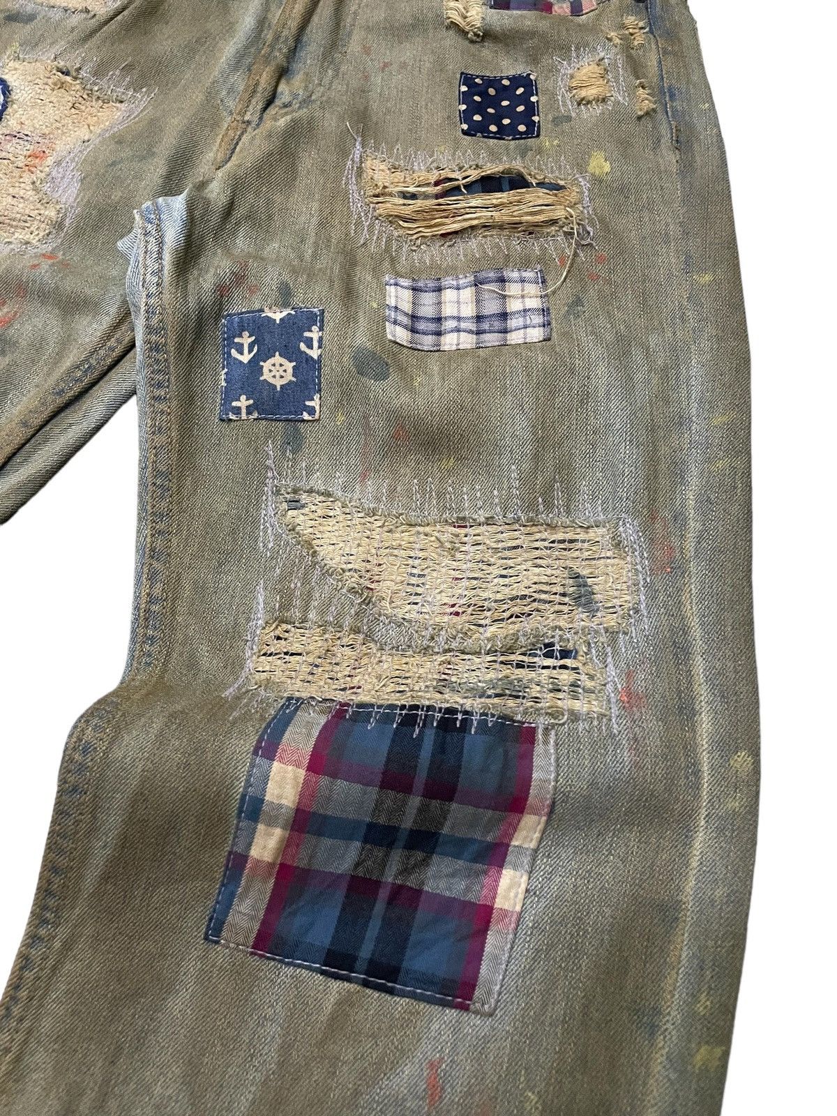 Japanese Brand × Junya Watanabe Junya Watanabe Style Patch Work Mud Wash Trompel’oiel Jeans Size US 30 / EU 46 - 12 Thumbnail