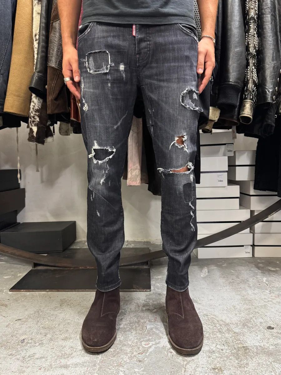 Designer × Dsquared2 × Vintage AW2017 DSquared2 Grey Distressed Denim Jeans Size US 33 - 1 Thumbnail