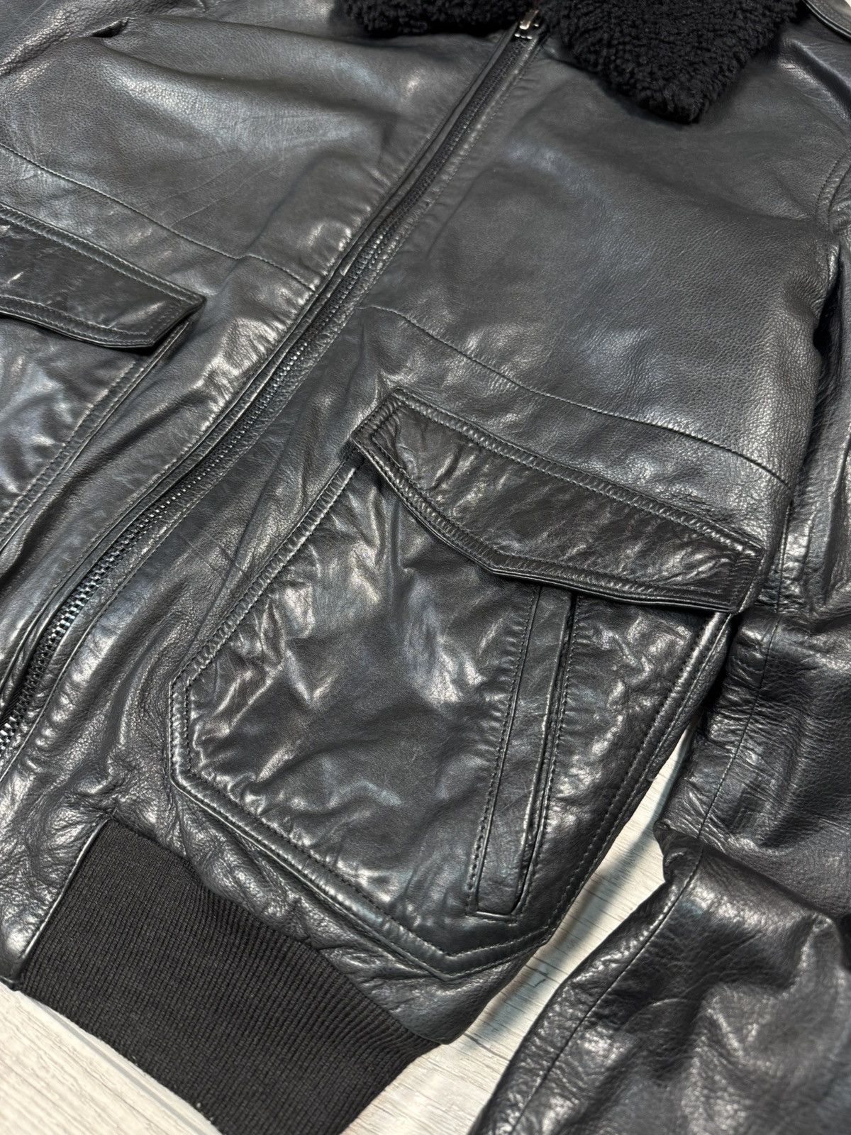 Blk Dnm BIk Dm Leather Flight Pockets Black Jacket Size S Size S / US 4 / IT 40 - 4 Thumbnail