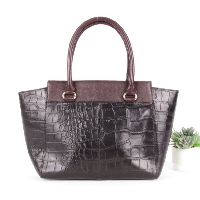 Other Antonio Melani Raisin/Black Croc Embossed Leather Bag Size ONE SIZE - 4 Thumbnail
