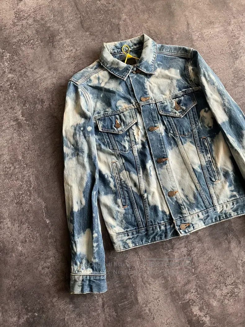 Saint Laurent Paris Saint Laurent Paris Blue and White Splatter Denim Jacket Size US XS / EU 42 / 0 - 3 Thumbnail