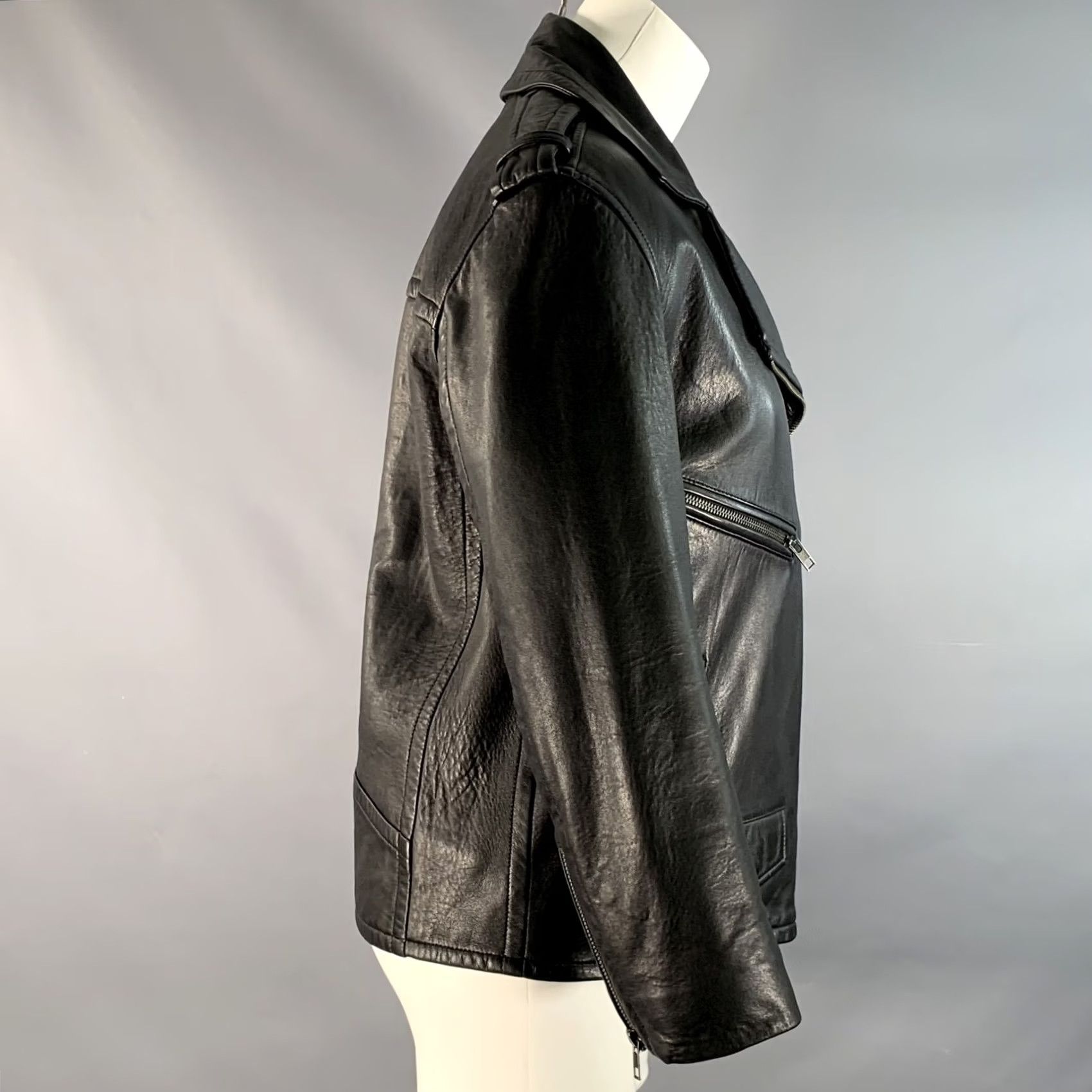 Vince VINCE Black Leather Lambskin Biker Jacket Size S Women Size S / US 4 / IT 40 - 2 Thumbnail