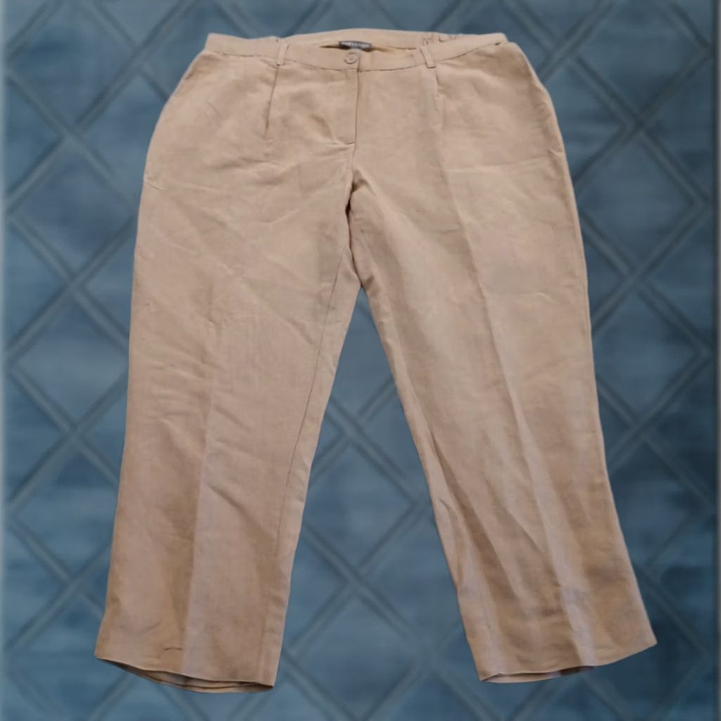Vintage Jessica London Dress Pants Womens Plus Size 20WP Beige Linen Pleated Lined 40x28 Pants Womens Girls 40x28 Beige Linen Pleated Lined Pockets Size 27" / US 4 / IT 40 - 1 Thumbnail
