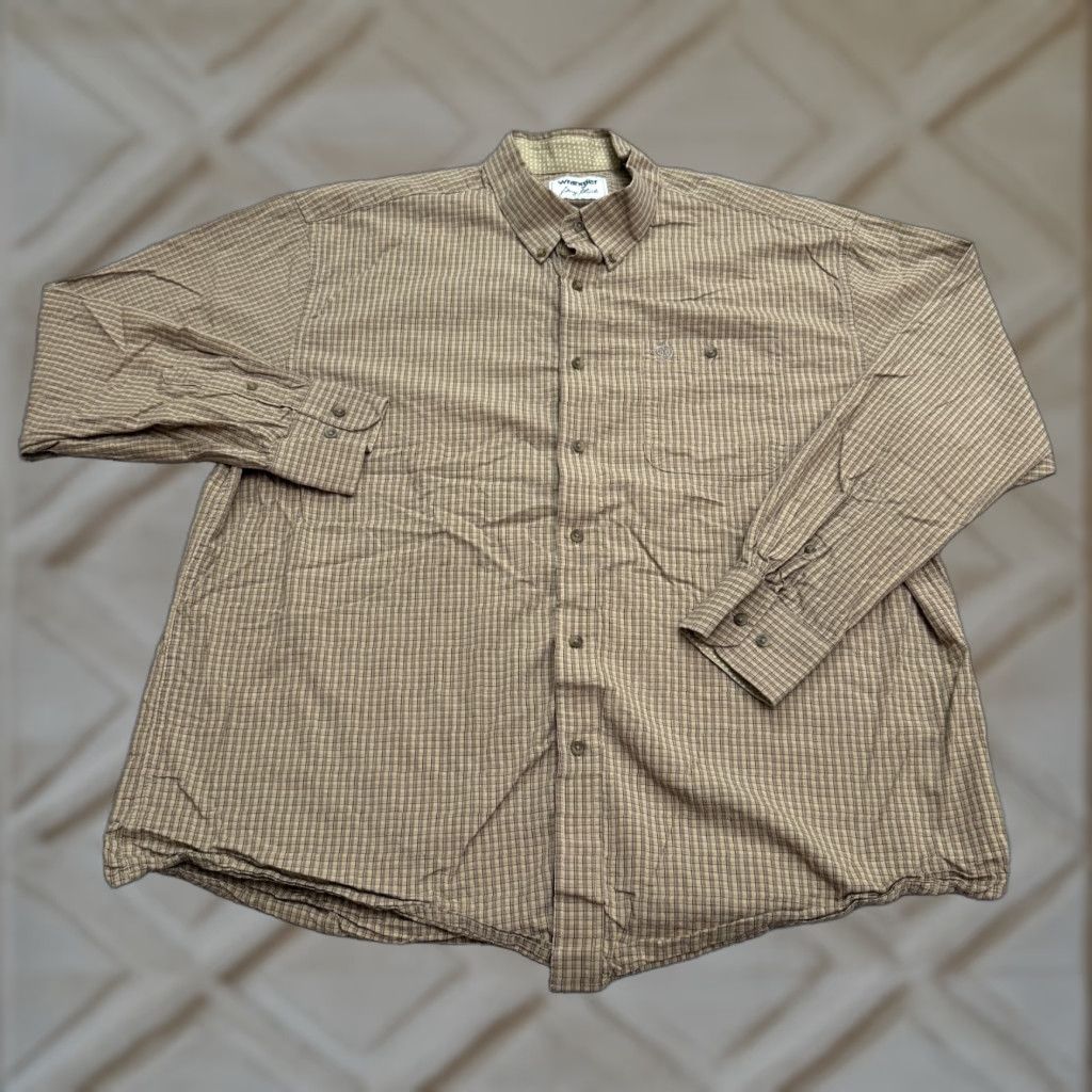 Wrangler VINTAGE Wrangler George Strait Western Button Down Shirt Men XXL Tan Plaid Cotton Casual Size US XXL / EU 58 / 5 - 1 Thumbnail