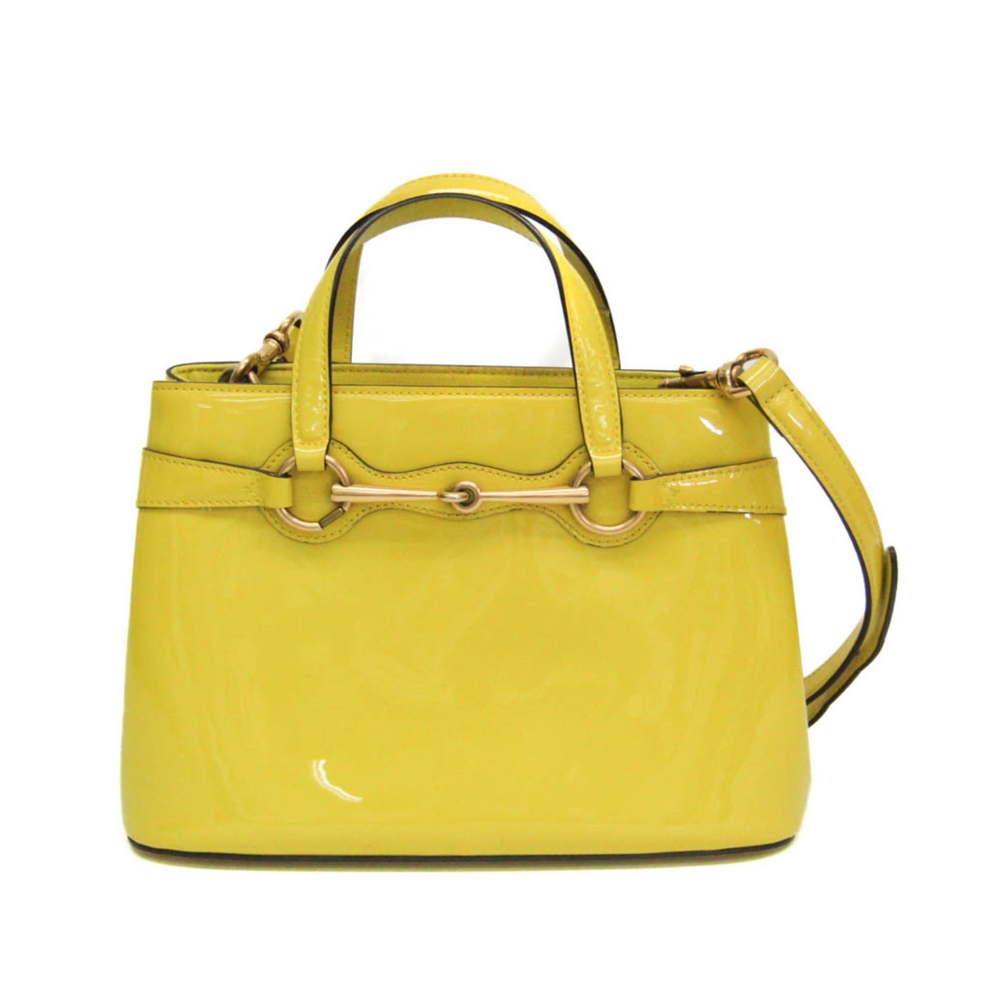 Gucci Gucci Horsebit CHINA EXCLUSIVE 371925 Women's Patent Leather Handbag,Shoulder Bag Yellow Size ONE SIZE - 1 Thumbnail