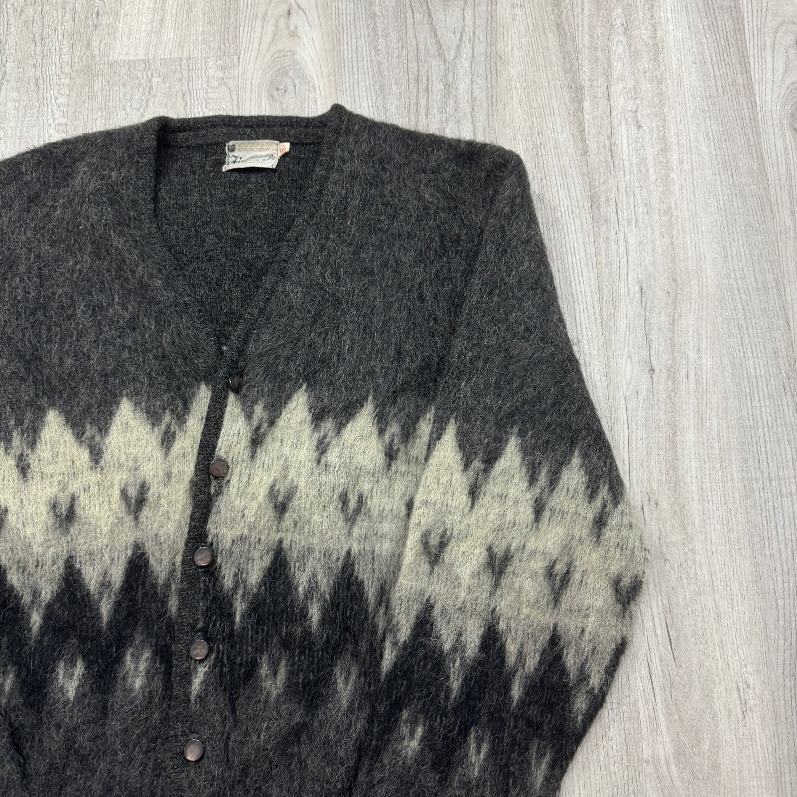 Vintage Vintage Finecraft Mohair Cardigan Sweater Small Gray 60s Size US S / EU 44-46 / 1 - 2 Thumbnail