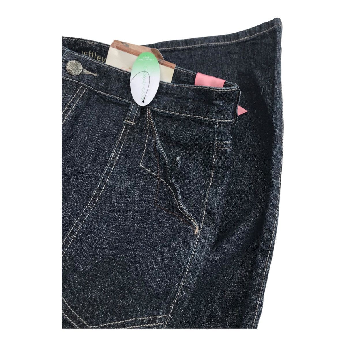 Designer Jeffley Women Light Denim Flared Wide Leg Baker Pants Size 33" - 5 Thumbnail