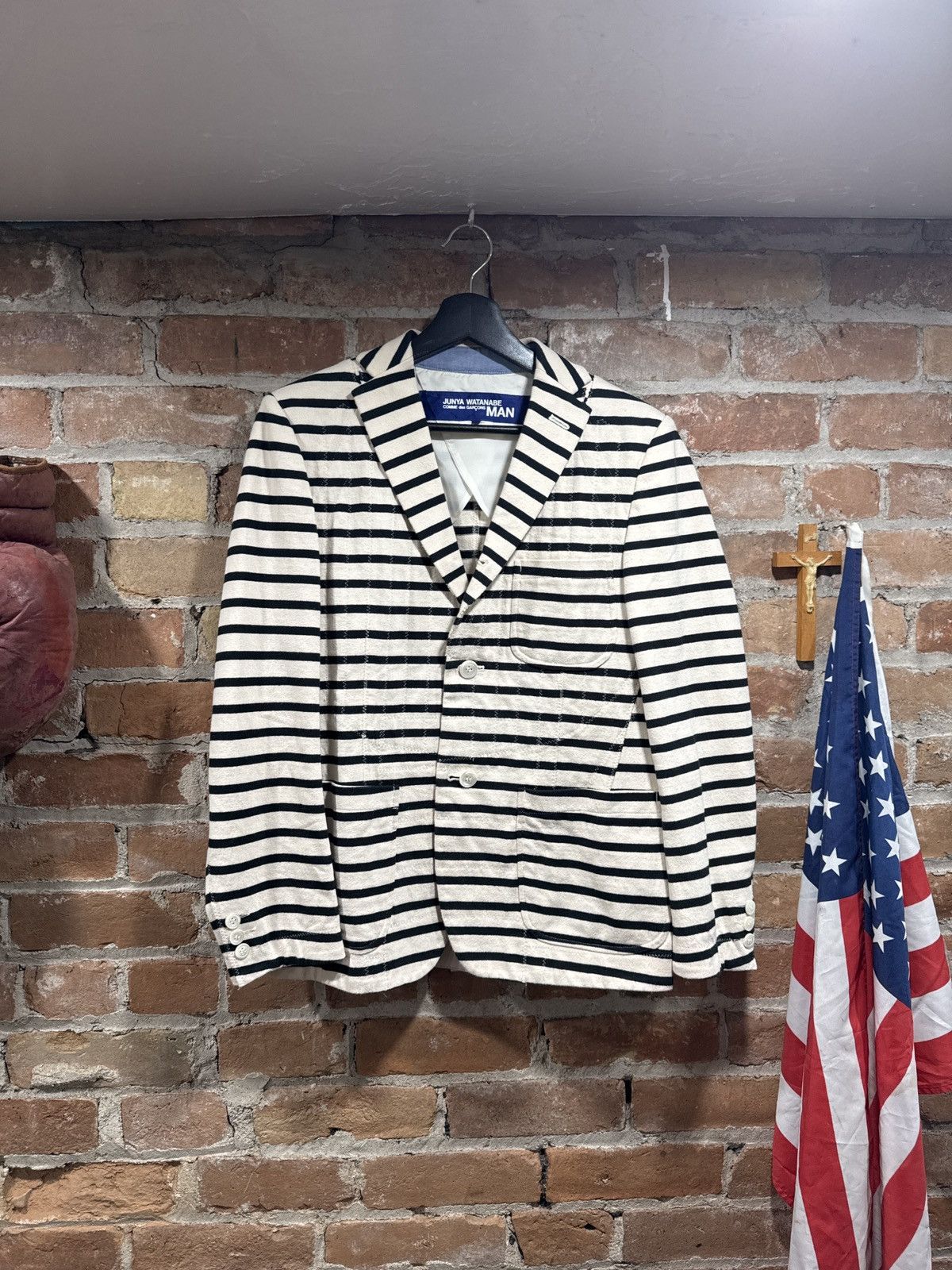 Junya watanabe striped suit jacket