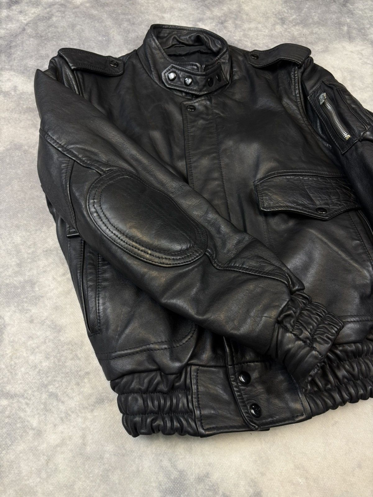 Genuine Leather × Japanese Brand Vintage Leather Jacket Police Polizei Biker Bomber 90s RARE Size US S / EU 44-46 / 1 - 2 Thumbnail
