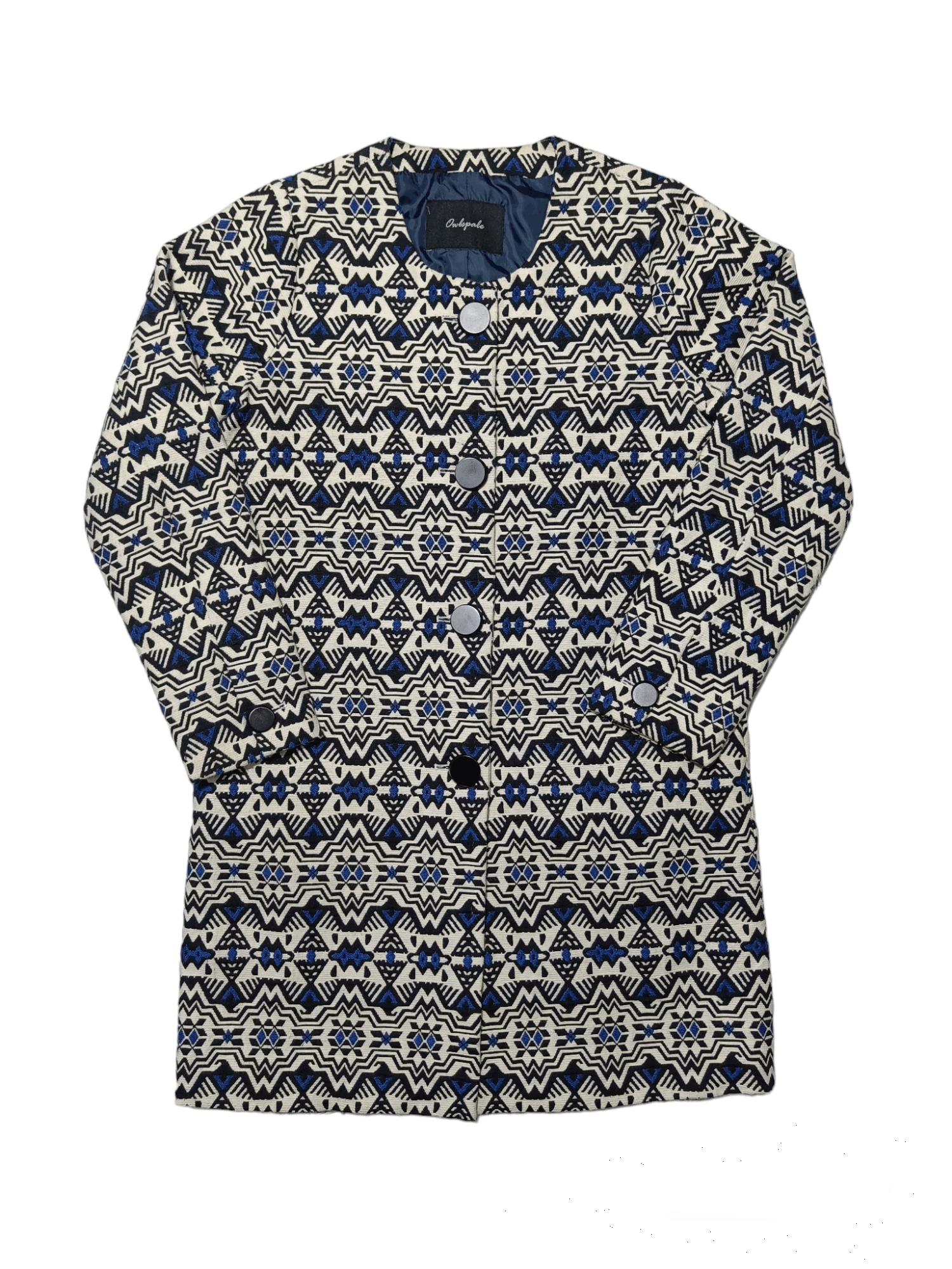 image of Native/Navajo Style Cotton Knit Button Up Coat, Women's