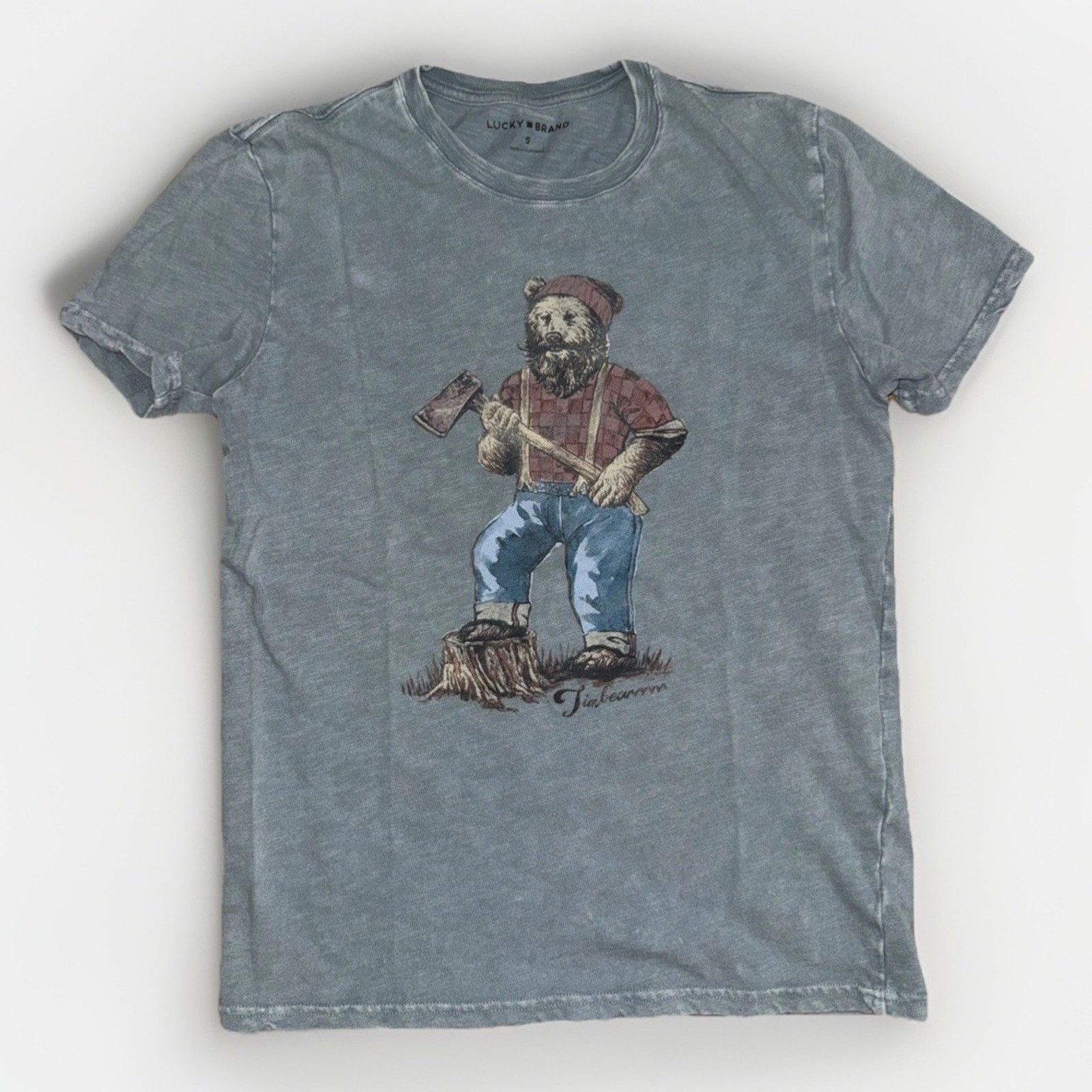 Lucky Brand Lucky Brand Lumberjack Bear Graphic T-Shirt Blue Small Size US S / EU 44-46 / 1 - 1 Thumbnail