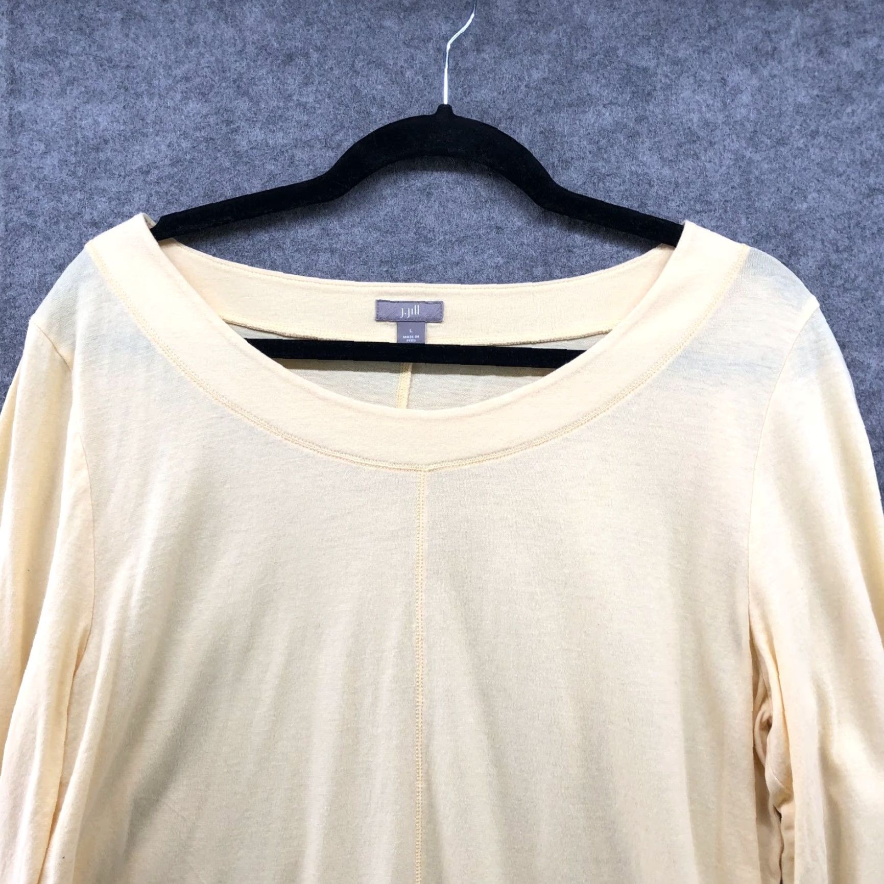 J. Jill J. Jill T Shirt Womens L Yellow Organic Cotton Long Sleeve Round Neck Shirt Contemporary Basic Casual Tunic Size L / US 10 / IT 46 - 3 Thumbnail