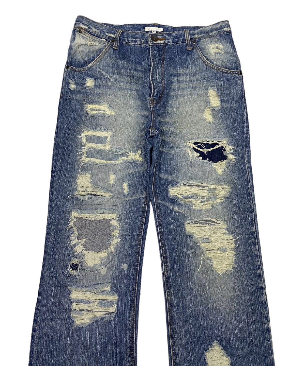 Hysteric Glamour EXHIBITIONIST JAPAN PUNK DISTRESSED DENIM PANTS Size US 32 / EU 48 - 2 Thumbnail
