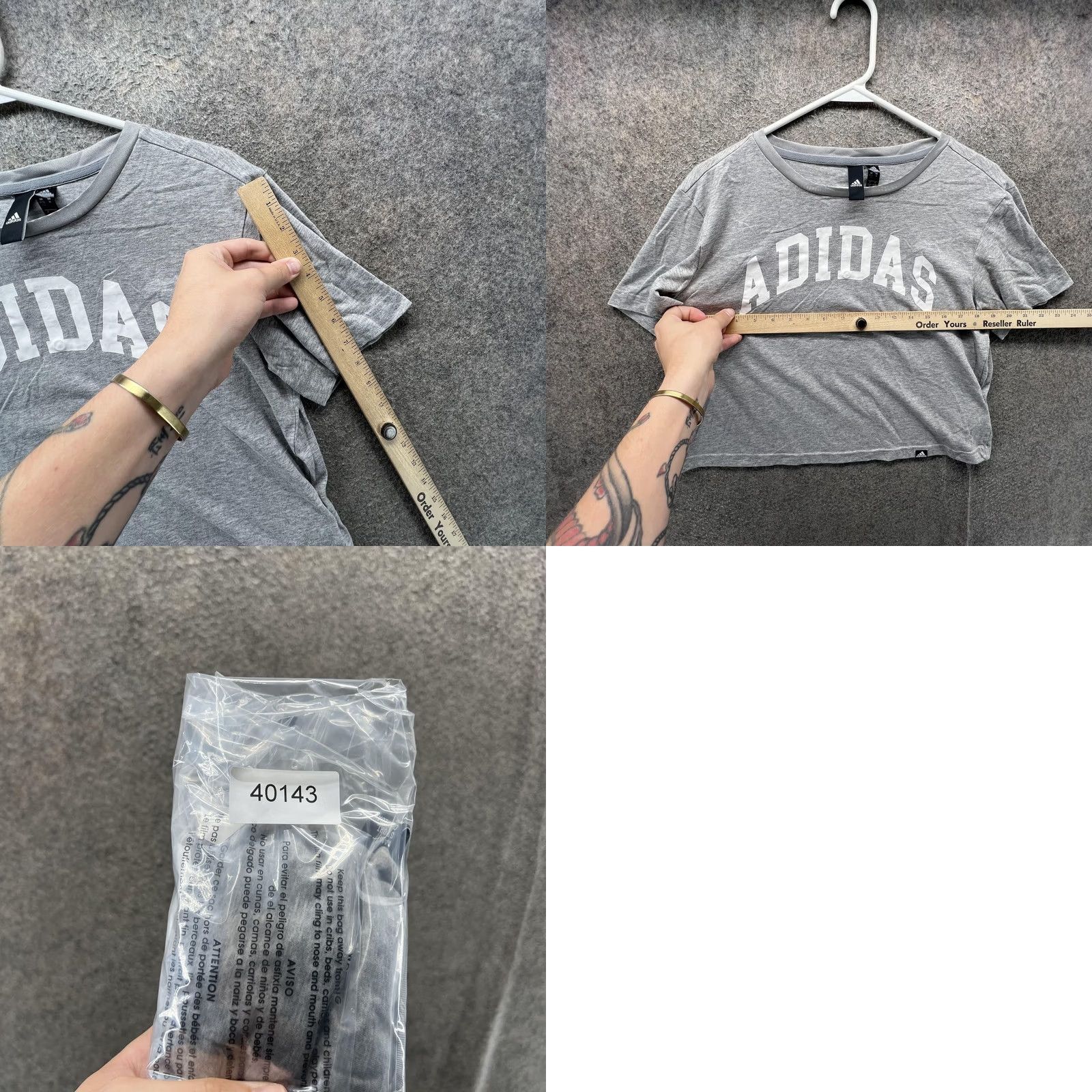 Adidas Adidas Shirt Womens Medium Gray Cropped Crew Neck Short Sleeve Top Spell Boxy Size M / US 6-8 / IT 42-44 - 8 Thumbnail