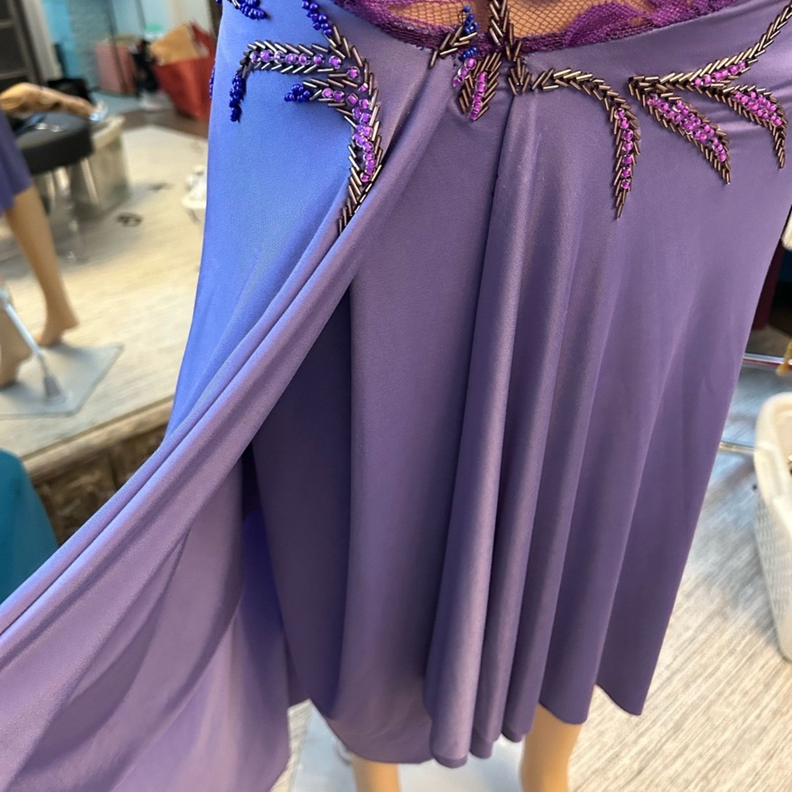 Designer Purple women medium Tango halter beaded lace waisted skirt Size S / US 4 / IT 40 - 8 Thumbnail