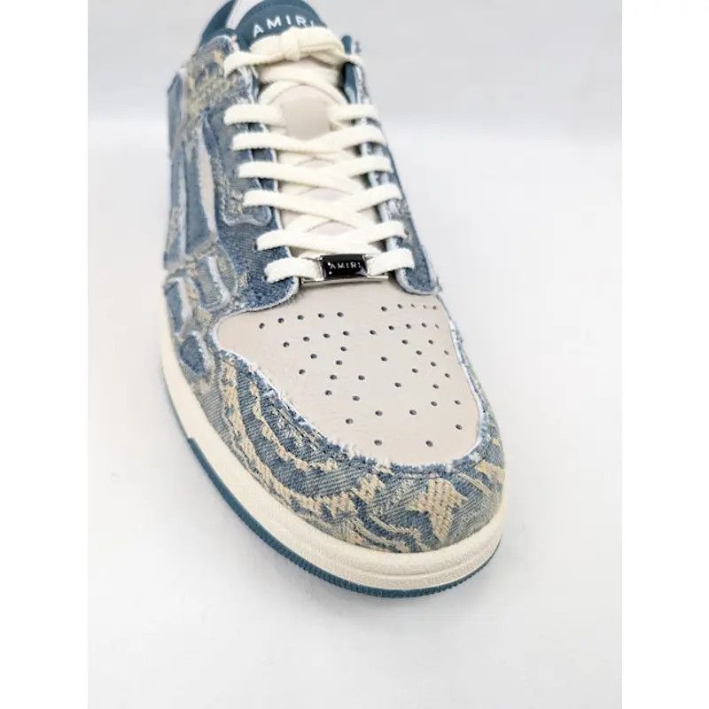 Amiri o1s1wg110325 Skel Low-Top Sneakers in Natural/Denim Size US 10 / EU 43 - 5 Thumbnail