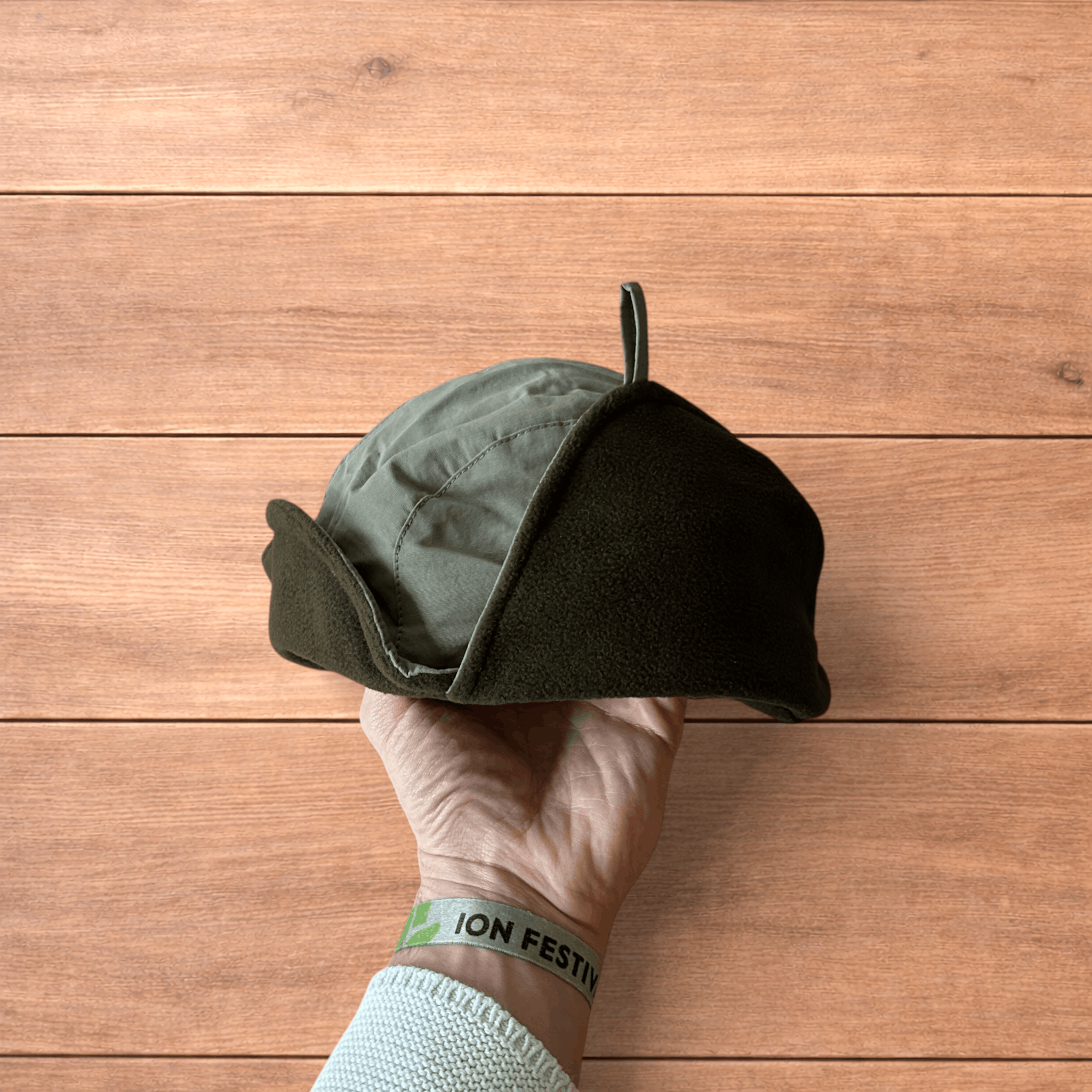 Japanese Brand Insane Military Pilot Trapper padded hat cap in khaki green. Size ONE SIZE - 3 Thumbnail