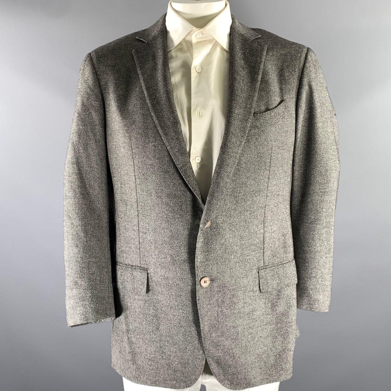 Ermenegildo Zegna ERMENEGILDO ZEGNA 44 Grey Black Marled Wool Blend Sport Coat Size 54R - 1 Thumbnail