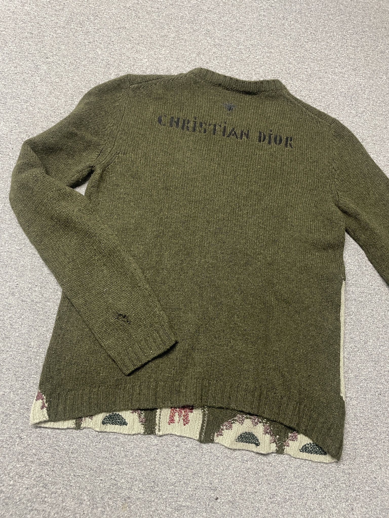 Dior Vintage 2000s Christian Dior Designer Embroidered Cashmere Knit Sweater Size M / US 6-8 / IT 42-44 - 4 Thumbnail