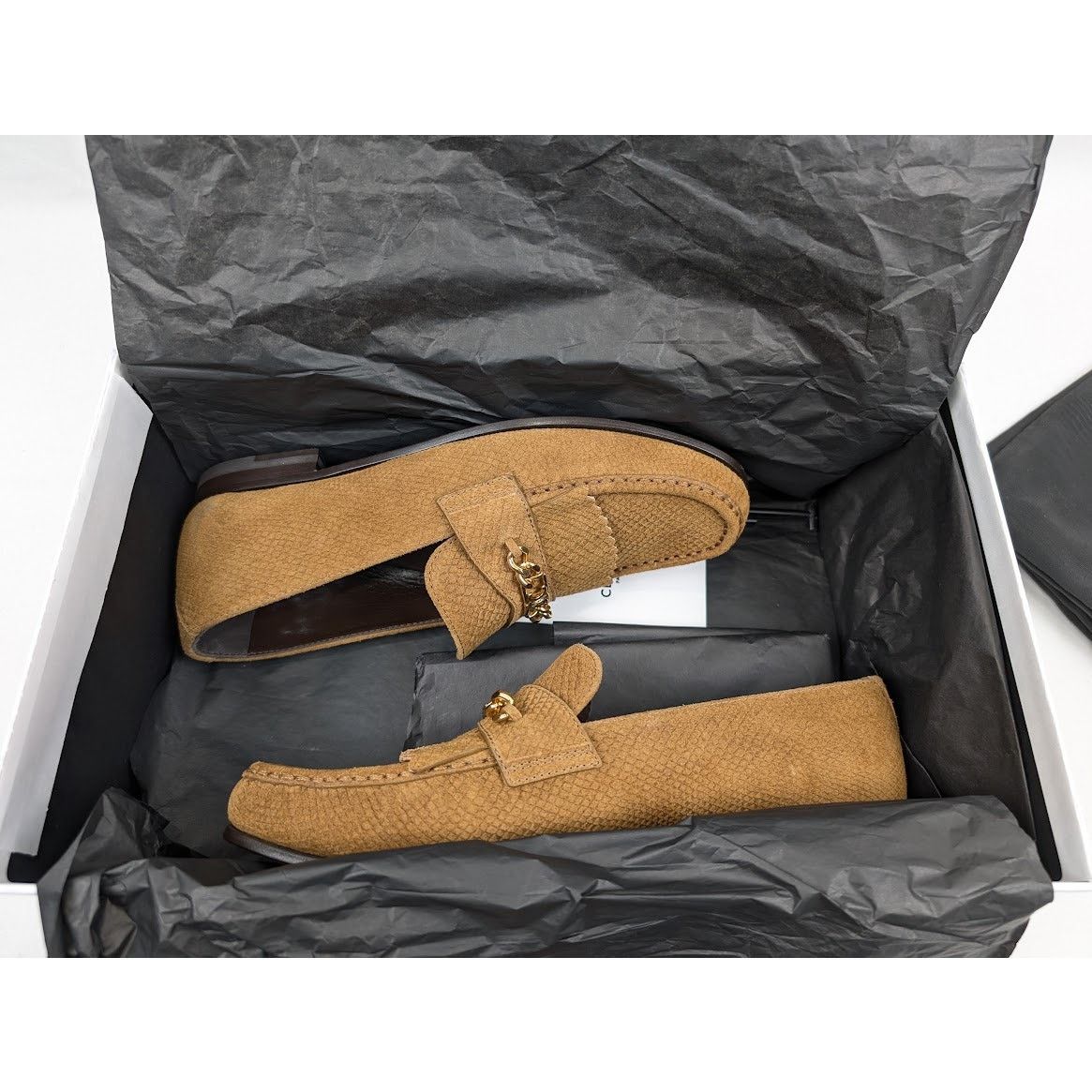Celine o1rshd1 Lizard Stamped Suede Calfskin Loafers in Tan Size US 7 / EU 40 - 21 Thumbnail