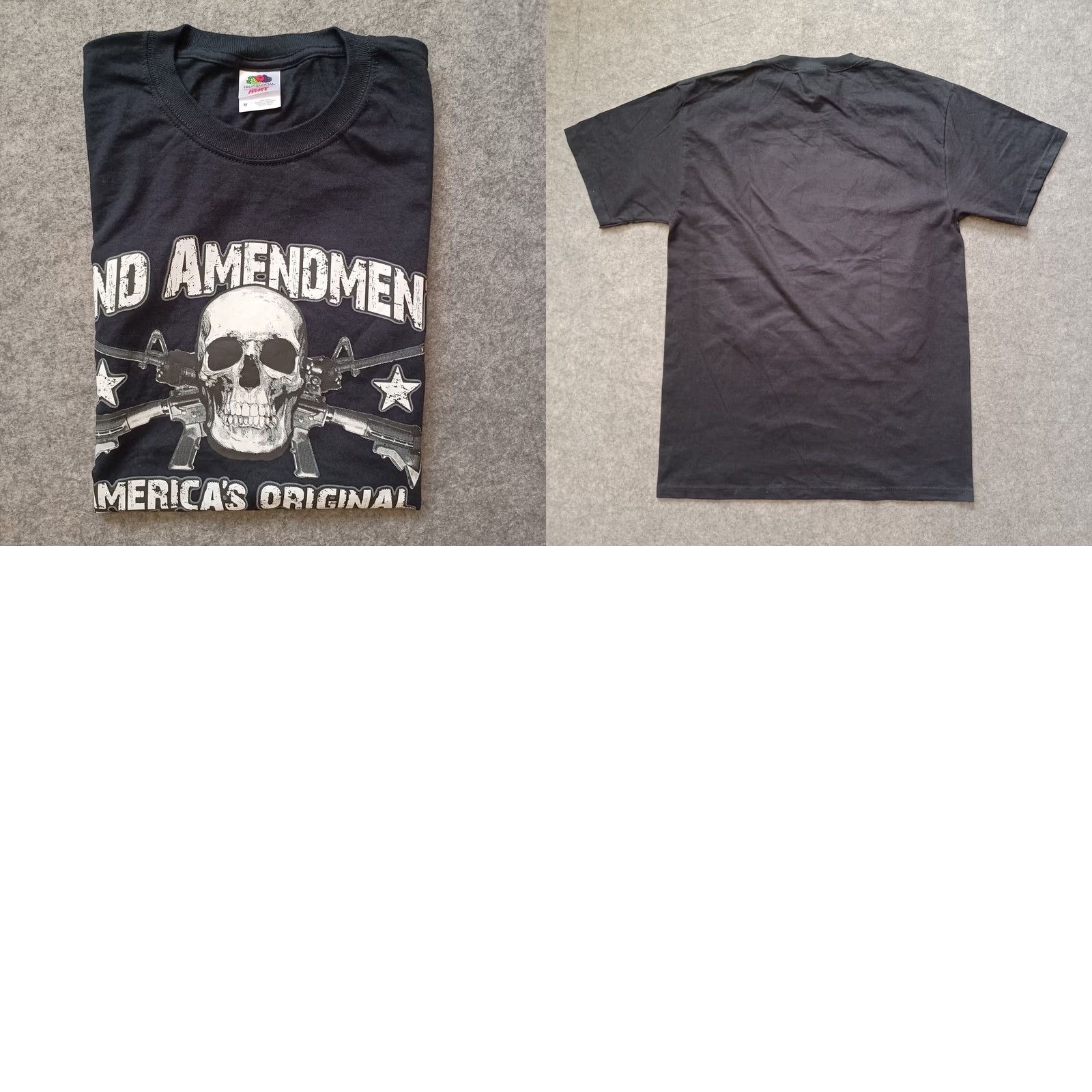 Fruit Of The Loom Second Amendment T Shirt Mens M Black Original Homeland Security Skull Weapons Size US M / EU 48-50 / 2 - 9 Thumbnail