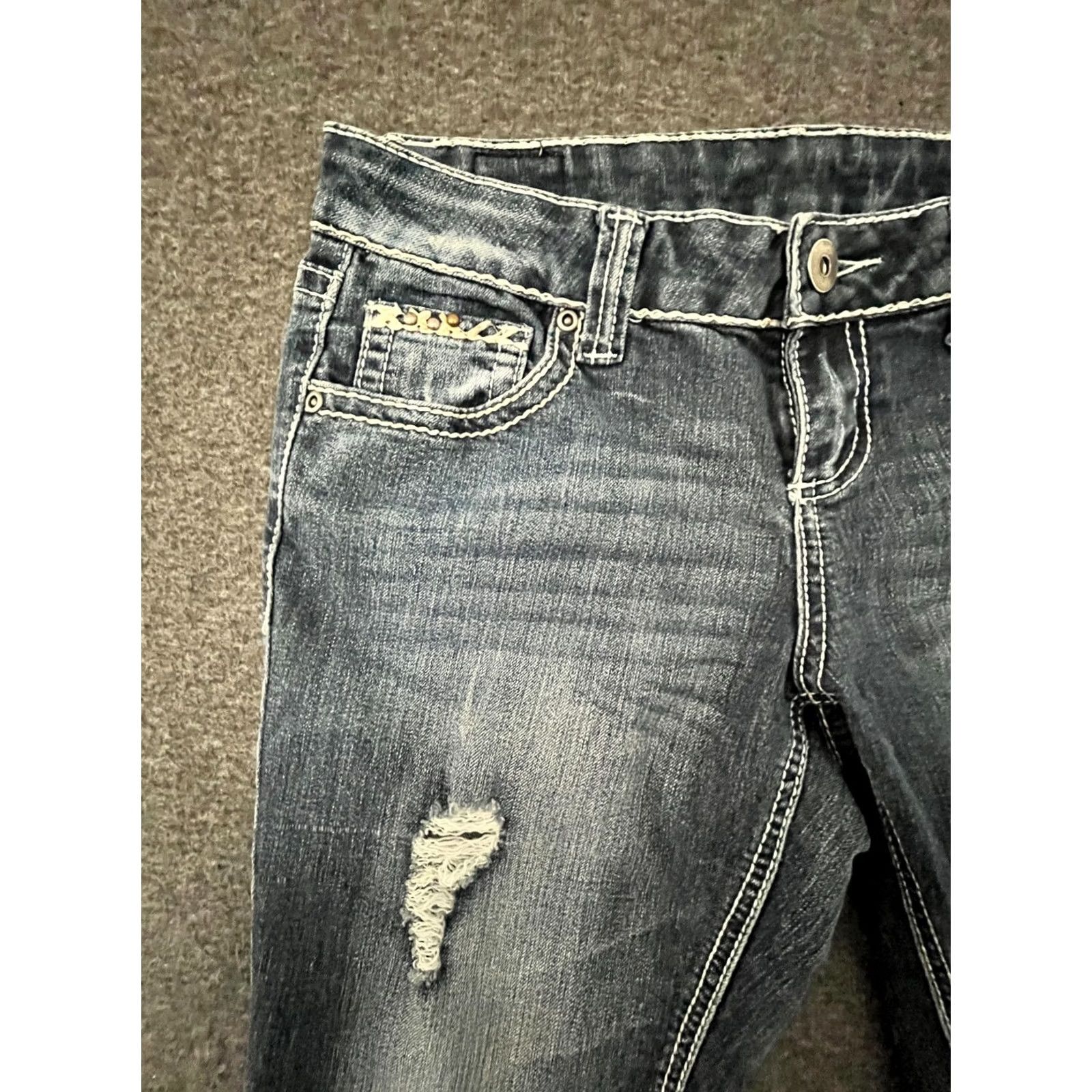 Camel Red Camel Jeans Womens Juniors Size 9 Distressed Low Rise Stretch Denim Black 5-Pocket Slim Shoes? Size 30" / US 8 / IT 44 - 4 Thumbnail