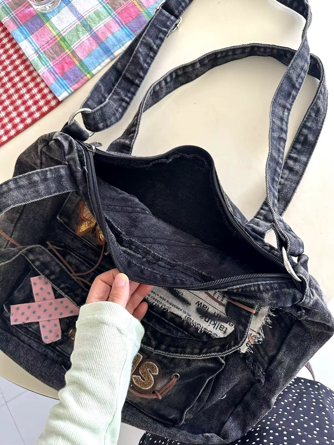 Vintage Capacity Patchwork Retro Hello Kitty Y2k Bag Size ONE SIZE - 4 Thumbnail