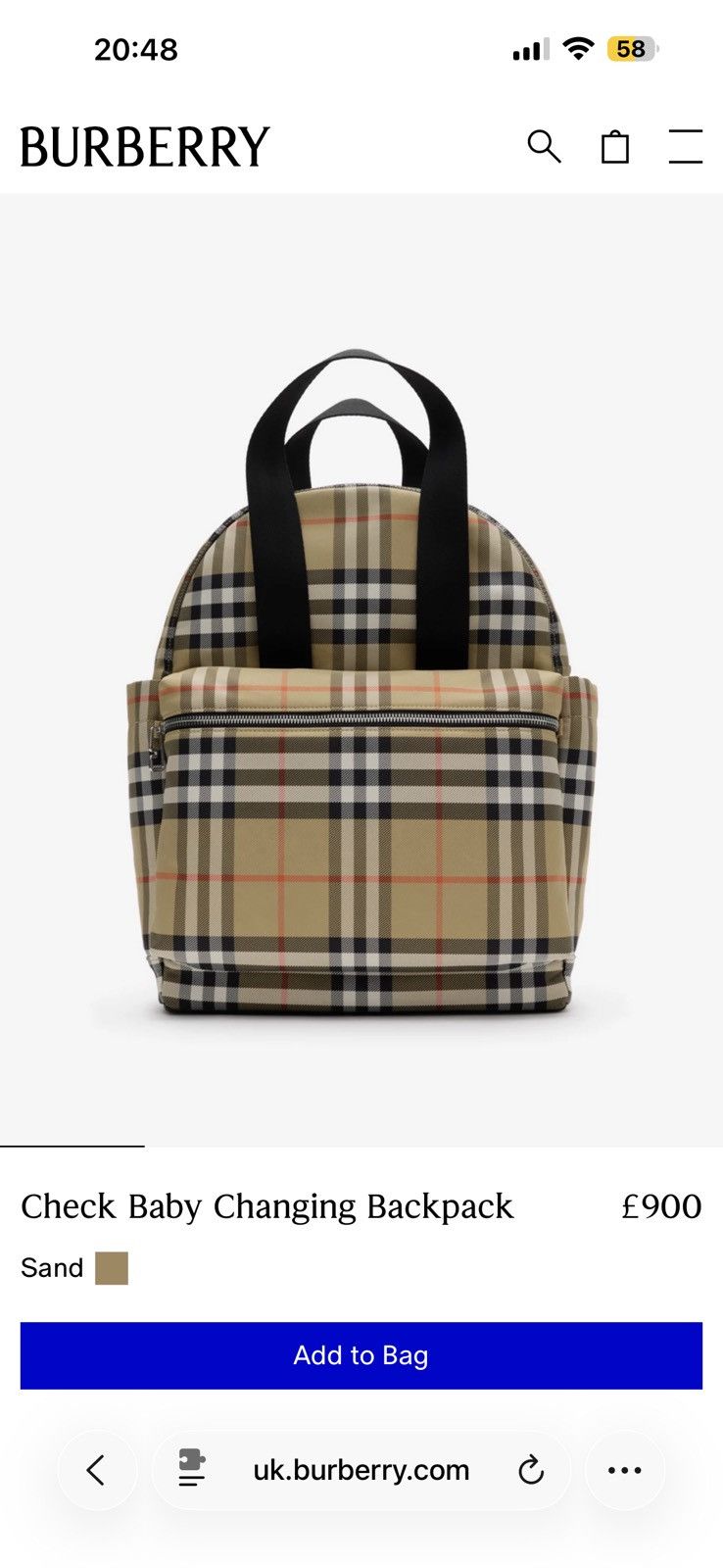 Burberry BRAND NEW Changing backpack. Also great bag for travel. Size ONE SIZE - 4 Thumbnail