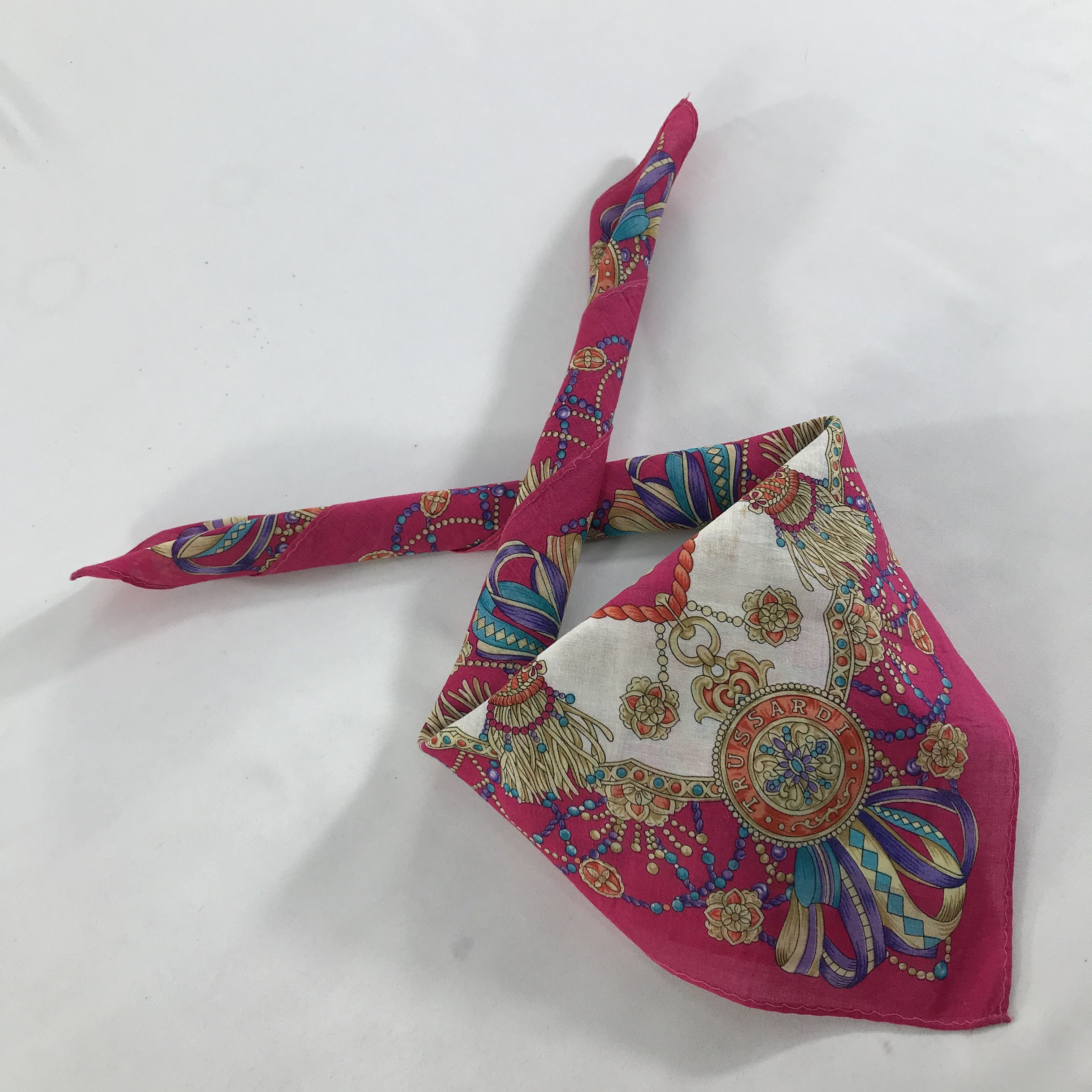 Trussardi × Vintage Trussardi Bandana / Handkerchief / Neckerchief - S1318 Size ONE SIZE - 4 Thumbnail