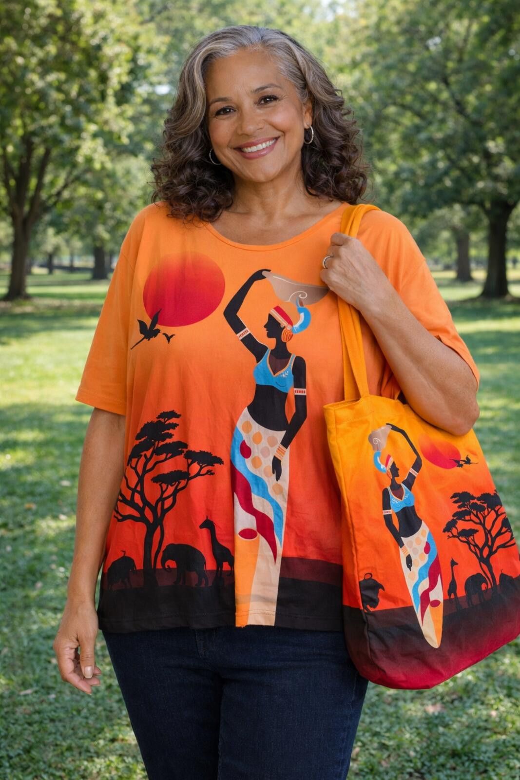 Anthony Vaccarello ANTTHONY Original African Sunset Tunic & Tote Bag Set Large Size L / US 10 / IT 46 - 1 Thumbnail