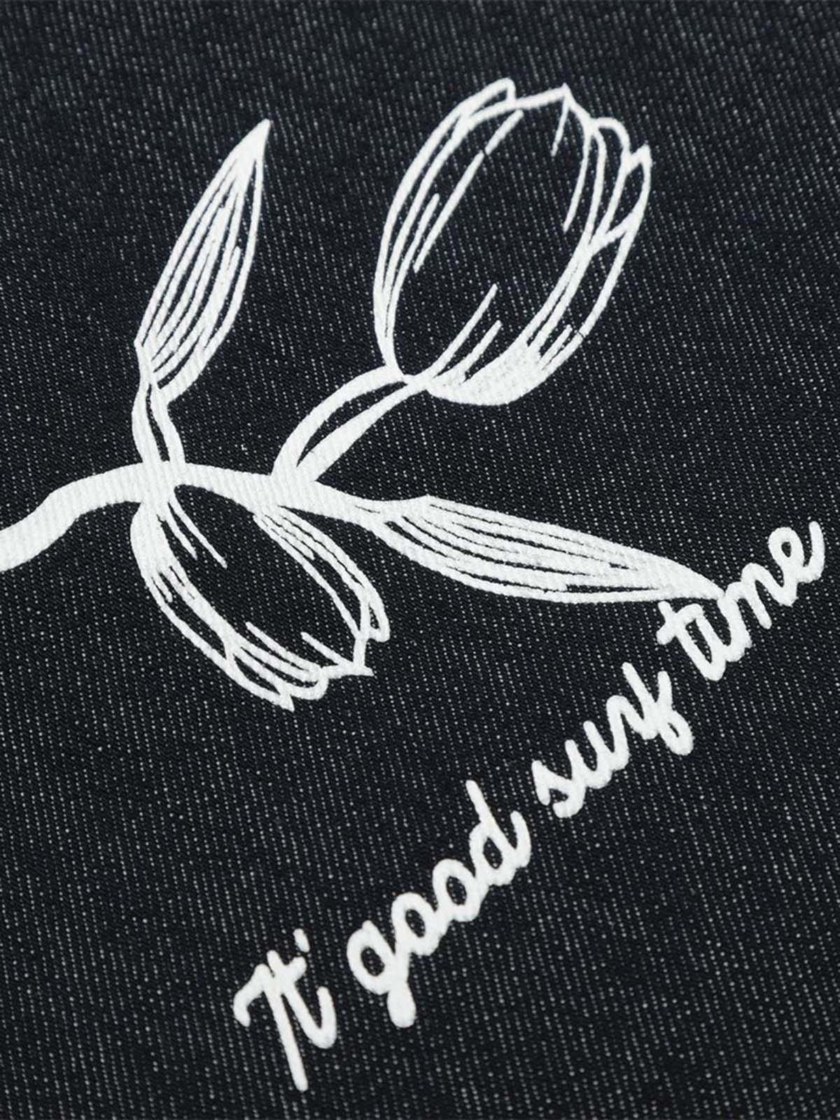 Japanese Brand Vintage Graffiti Floral Print Raw Denim Jeans Size US 32 / EU 48 - 5 Thumbnail