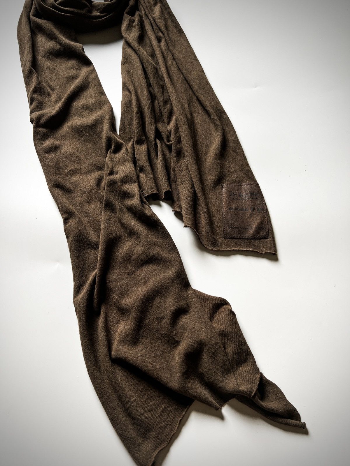 Japanese Brand Goa Raw-Edge Distressed Earth Brown Oversized Scarf 00s vkei Size ONE SIZE - 3 Thumbnail