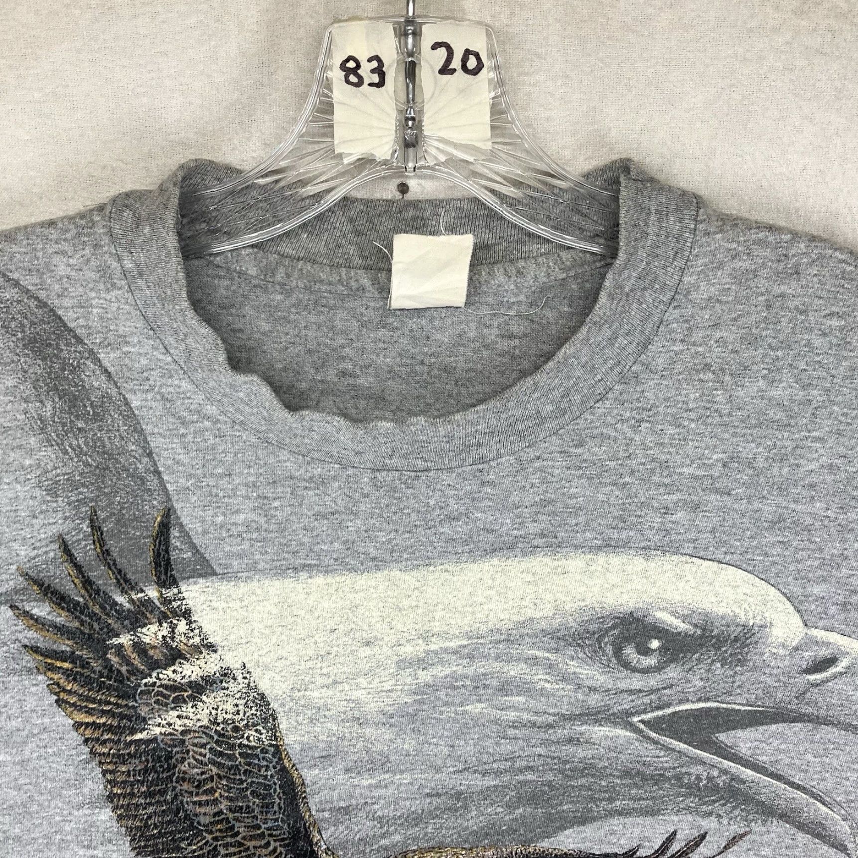 Anvil VINTAGE Anvil T-Shirt Men Large Gray 90s Bald Eagle Nature Graphic Print Crew Neck Size US L / EU 52-54 / 3 - 3 Thumbnail