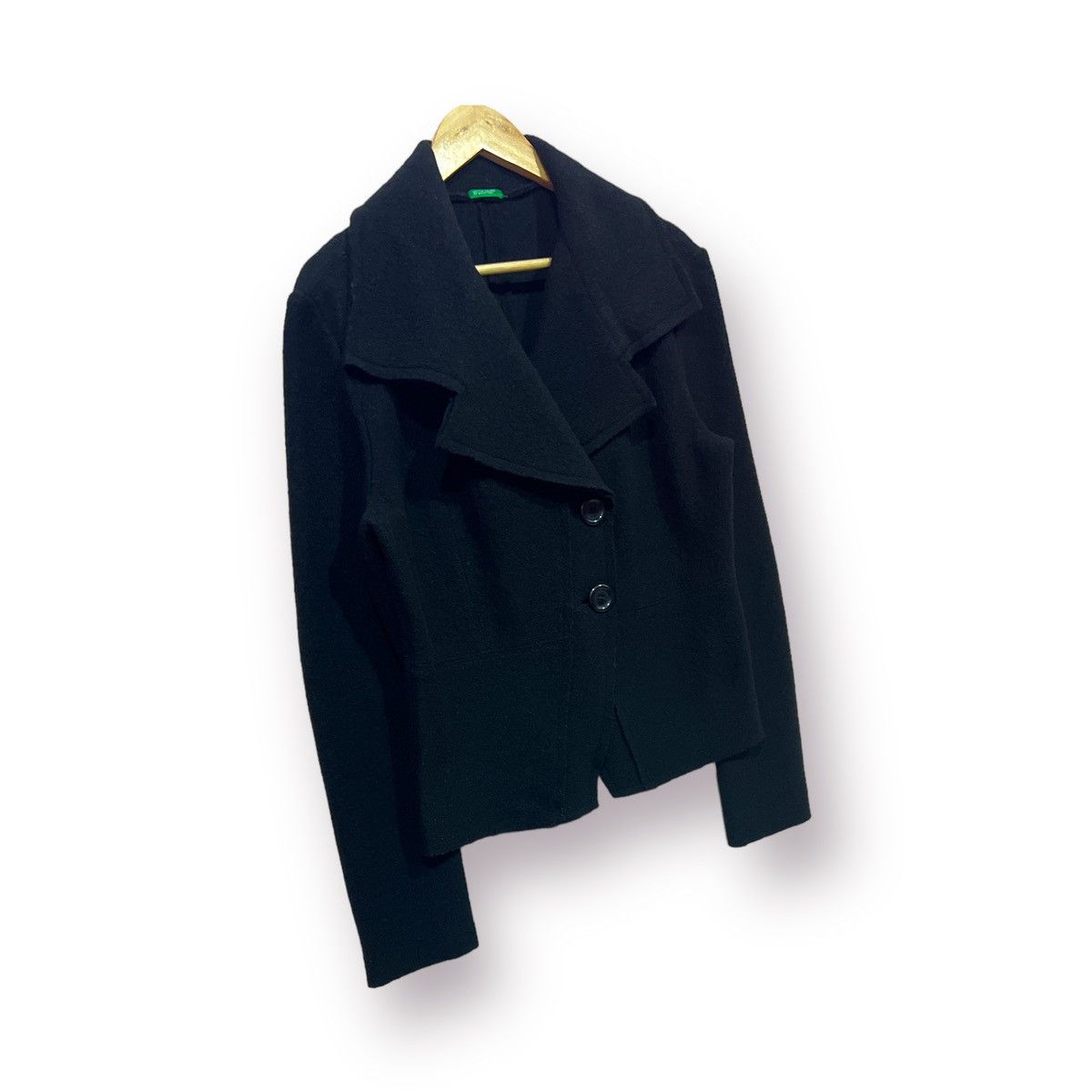 United Colors Of Benetton 🔥 UNITED COLORS BENETTON WATERFALL COLLAR CROPED COAT - L Size L / US 10 / IT 46 - 3 Thumbnail