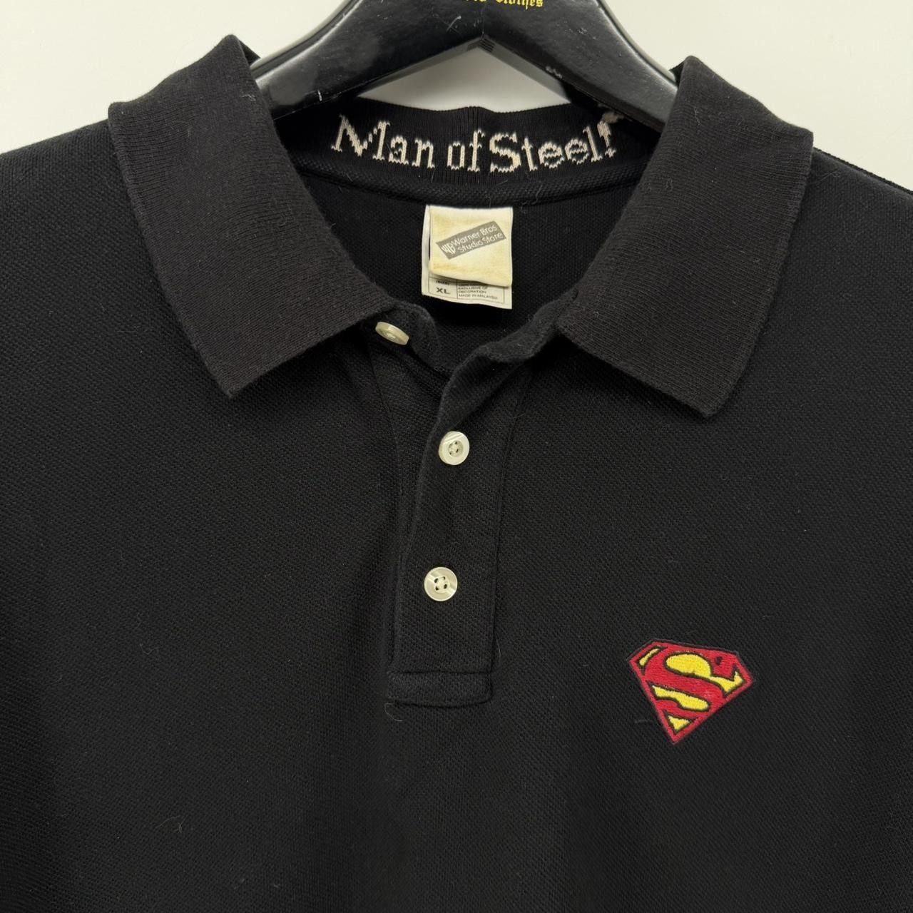 Warner Bros Vintage 90s Superman Polo Shirt Men's XL Black Warner Bros Size US XL / EU 56 / 4 - 2 Thumbnail