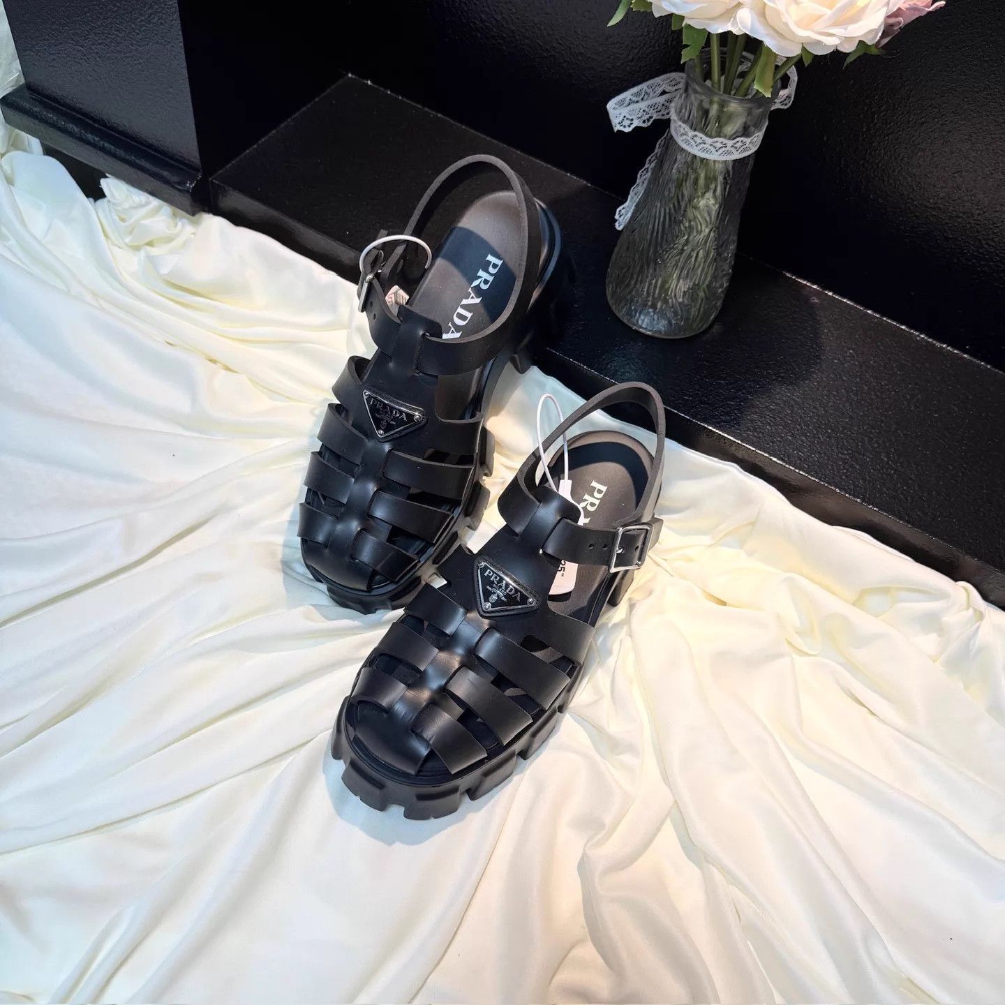 Prada Prada Monolith Ankle Strap Sandal 38 New nh5728 Size US 7.5 / IT 37.5 - 1 Thumbnail