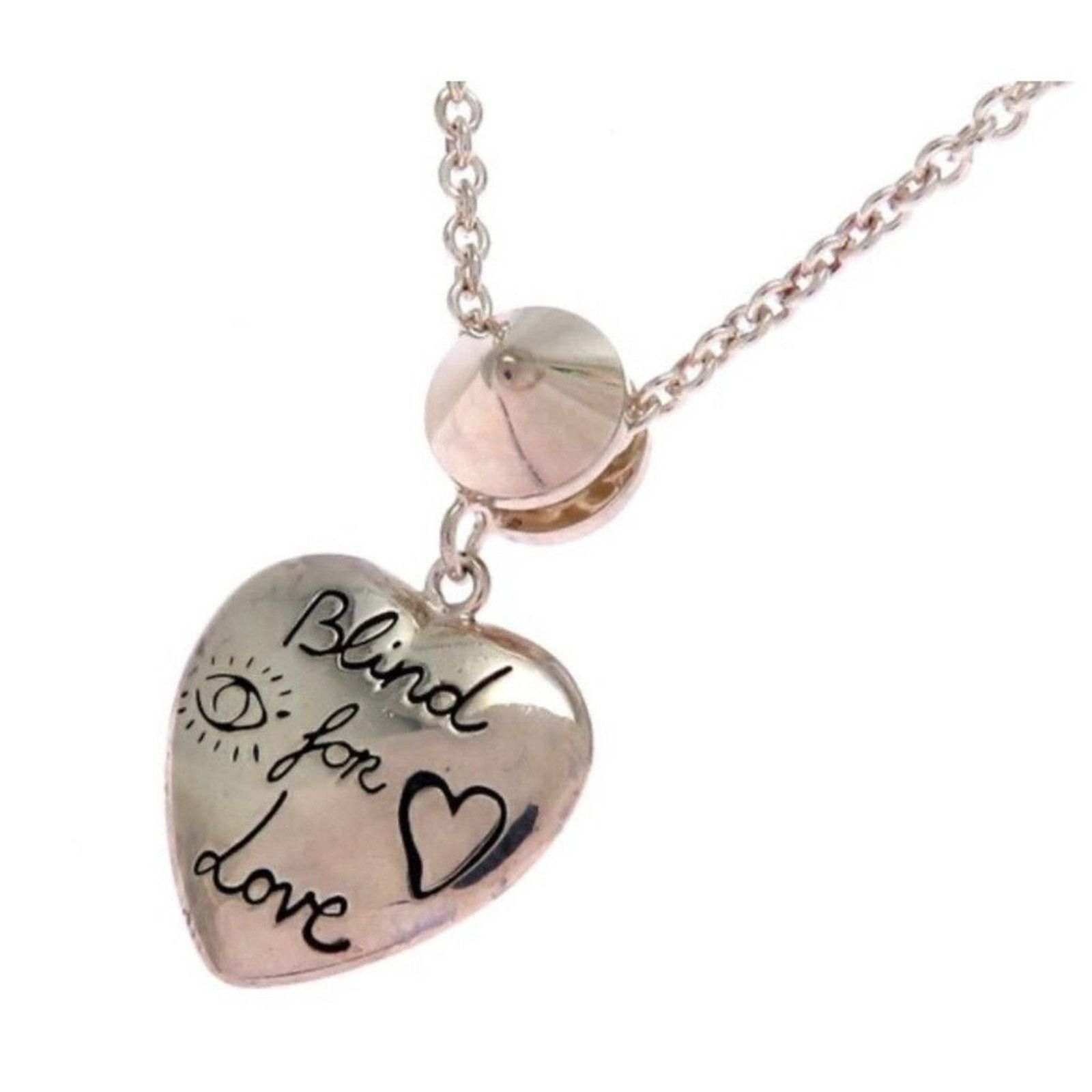 Gucci Gucci Sterling Silver Heart Necklace Pink Green Size ONE SIZE - 12 Thumbnail