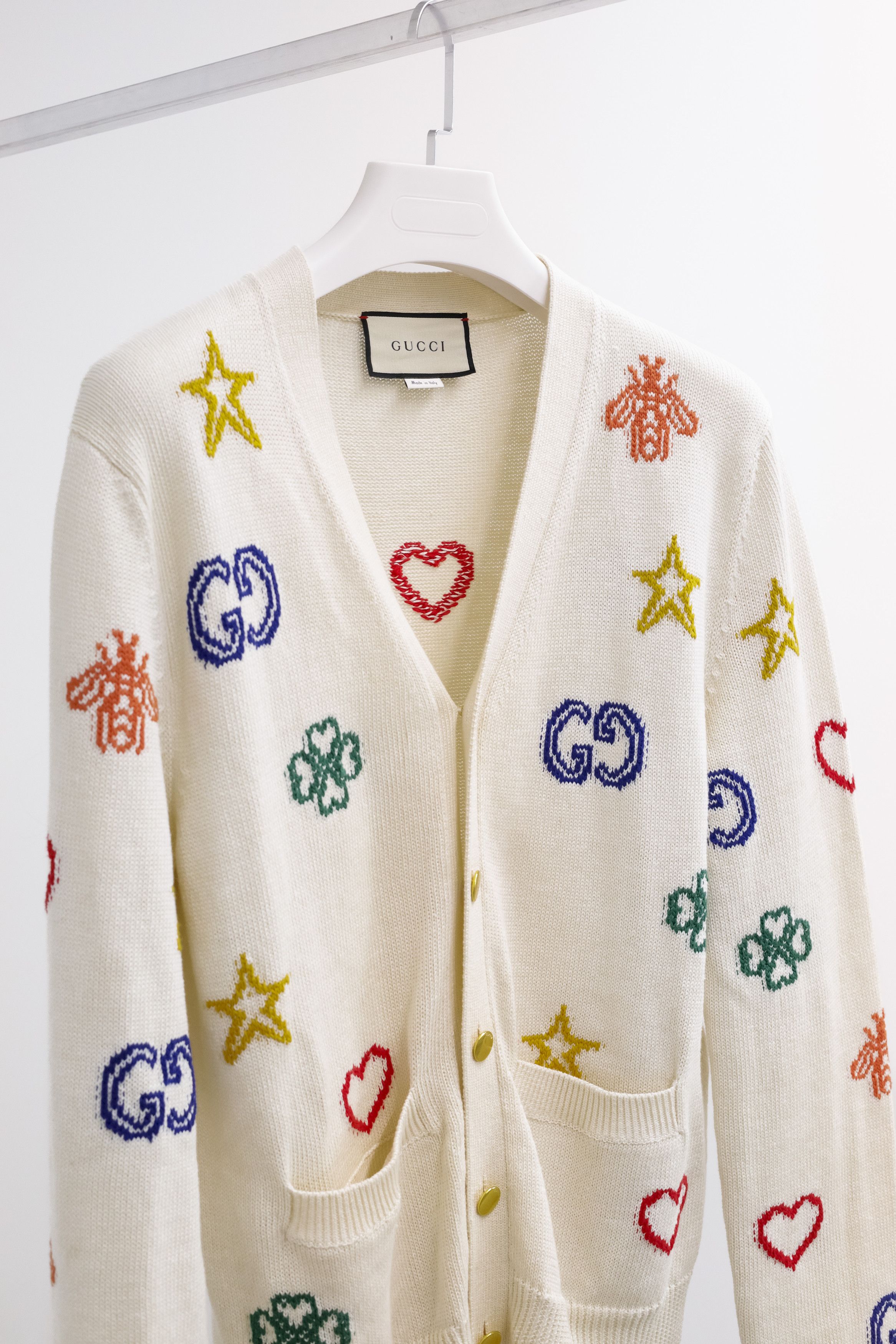 Gucci Symbols Jacquard Rainbow Cardigan