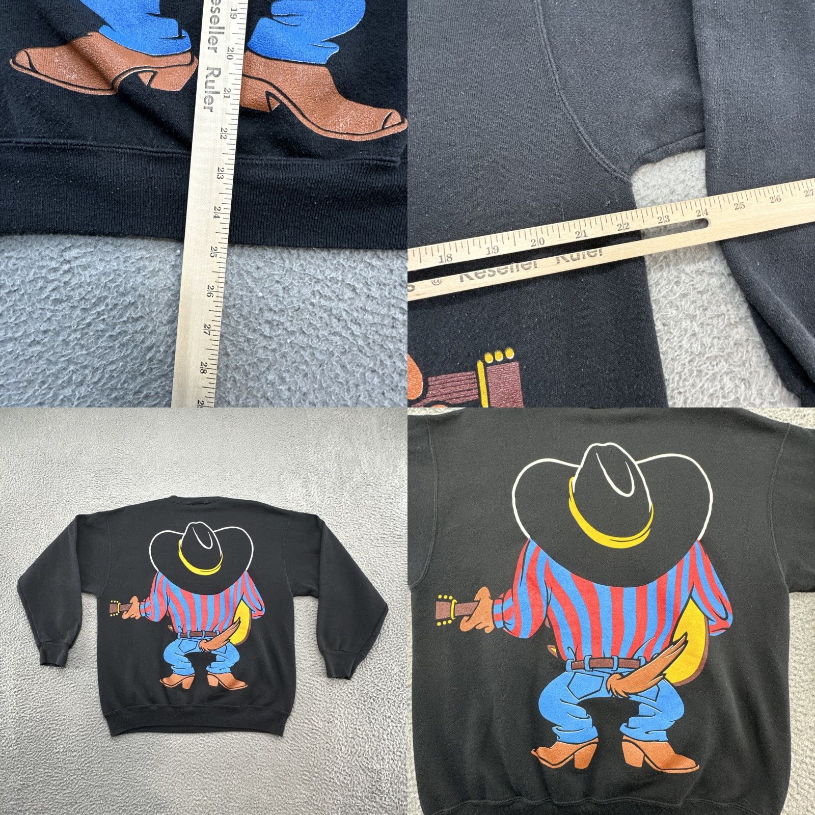 Vintage VINTAGE Looney Tunes VTG 90s Taz Big Face Cowboy Guitar Front/Back Sweatshirt L Green Men Pullover Crew Neck Graphic Print Size US L / EU 52-54 / 3 - 8 Thumbnail