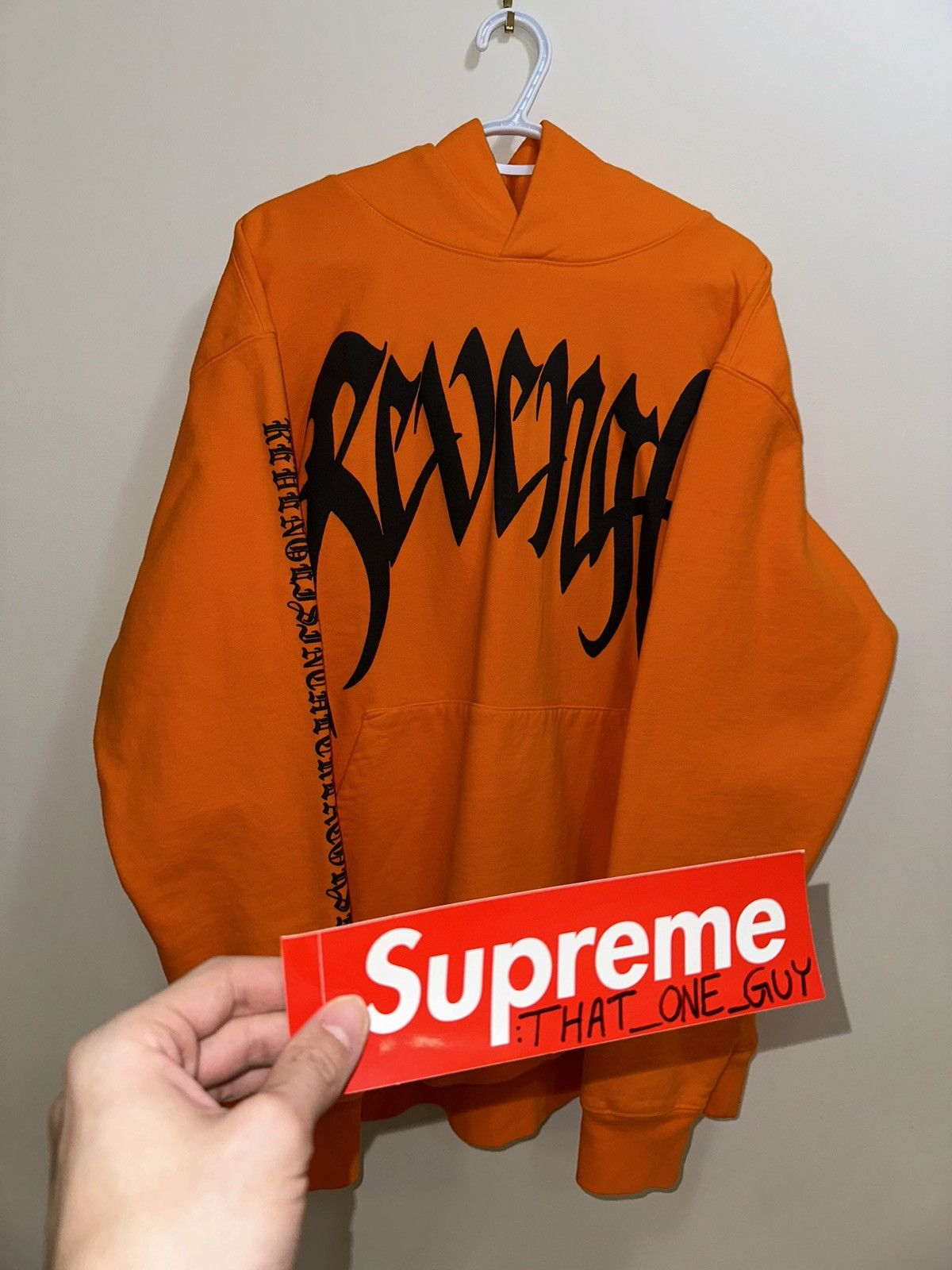 Designer × Hypebeast × Revenge Revenge ‘Demon Archives’ Orange Hoodie XL Size US XL / EU 56 / 4 - 13 Thumbnail