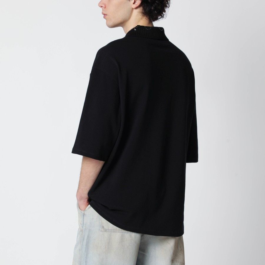 Amiri o1d2blof0226 Oversize Cotton Polo Shirt in Black Size US M / EU 48-50 / 2 - 3 Thumbnail
