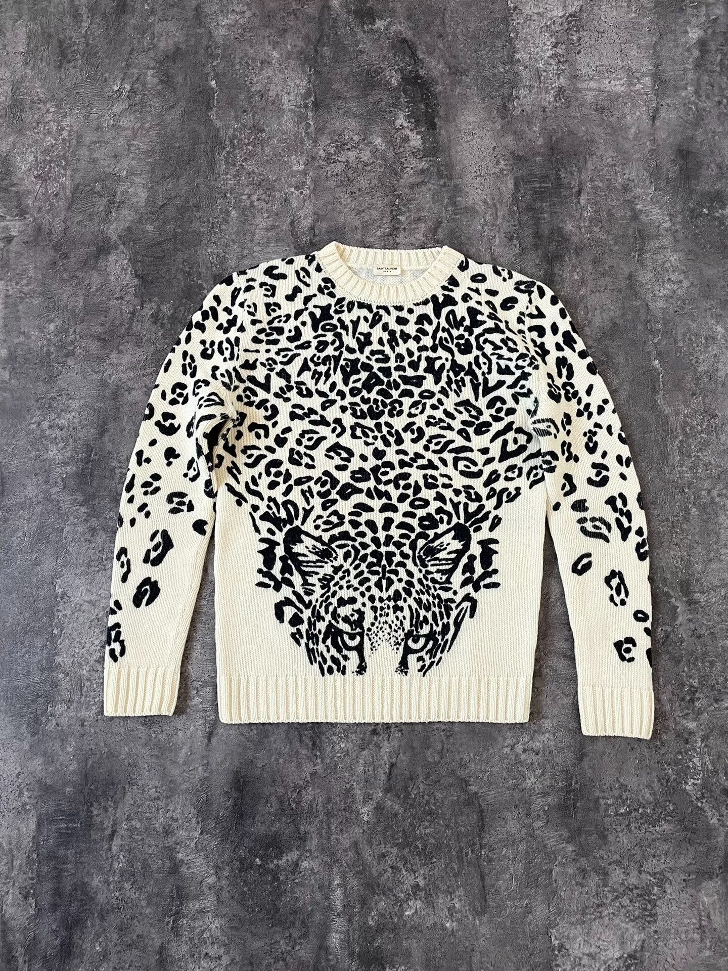 Saint Laurent Paris saint laurent leopard print cream sweater Size S / US 4 / IT 40 - 1 Thumbnail