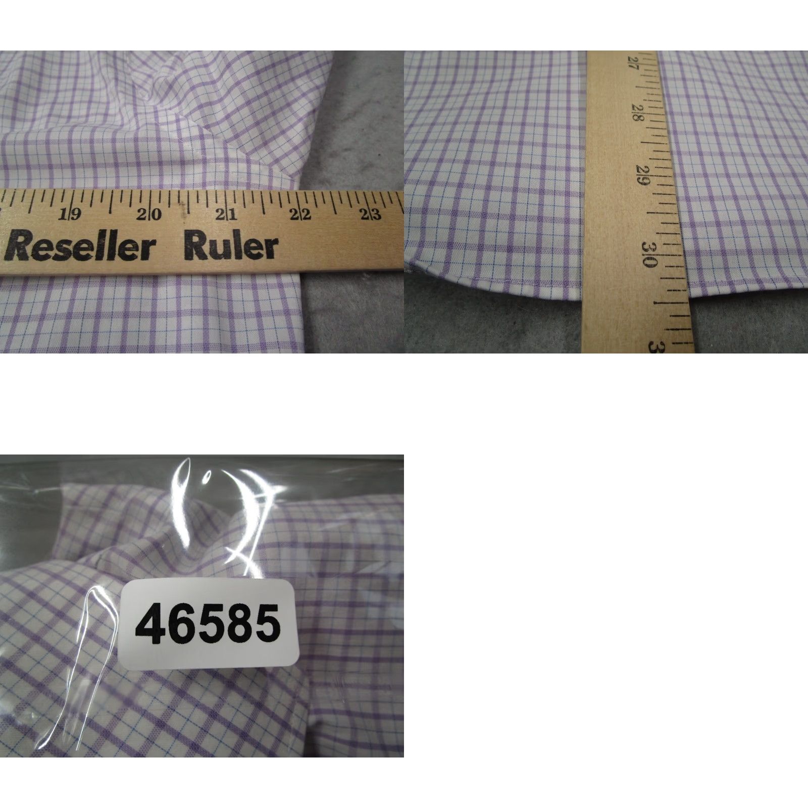 Vintage TWILLORY Men's Purple Check Dress Shirt 16 34 Long Sleeve Tailored Performance Button Up Flip Cuff Size 34R - 8 Thumbnail