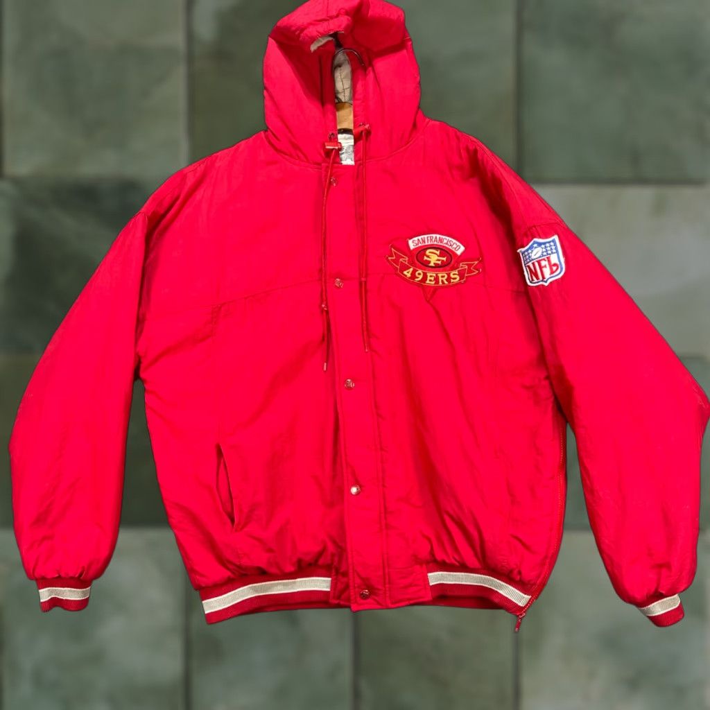 Vintage VINTAGE Hawk Activewear Sports San Francisco 49ers Hooded Jacket XL Red Puffer Jacket Mens Size US XL / EU 56 / 4 - 1 Thumbnail