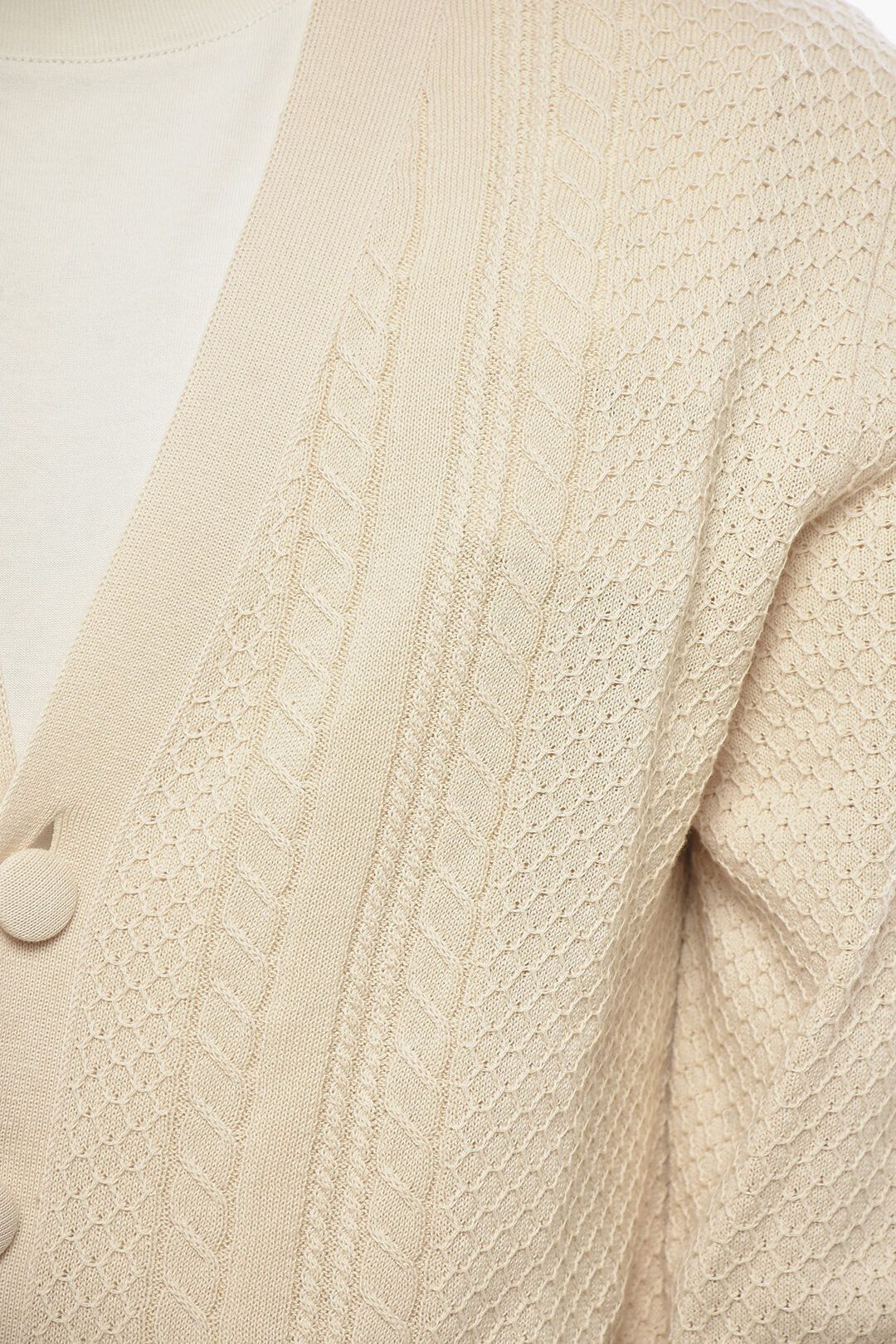 Givenchy og1mm0326 Cotton Cable-Knit Cardigan in White Size US S / EU 44-46 / 1 - 3 Thumbnail