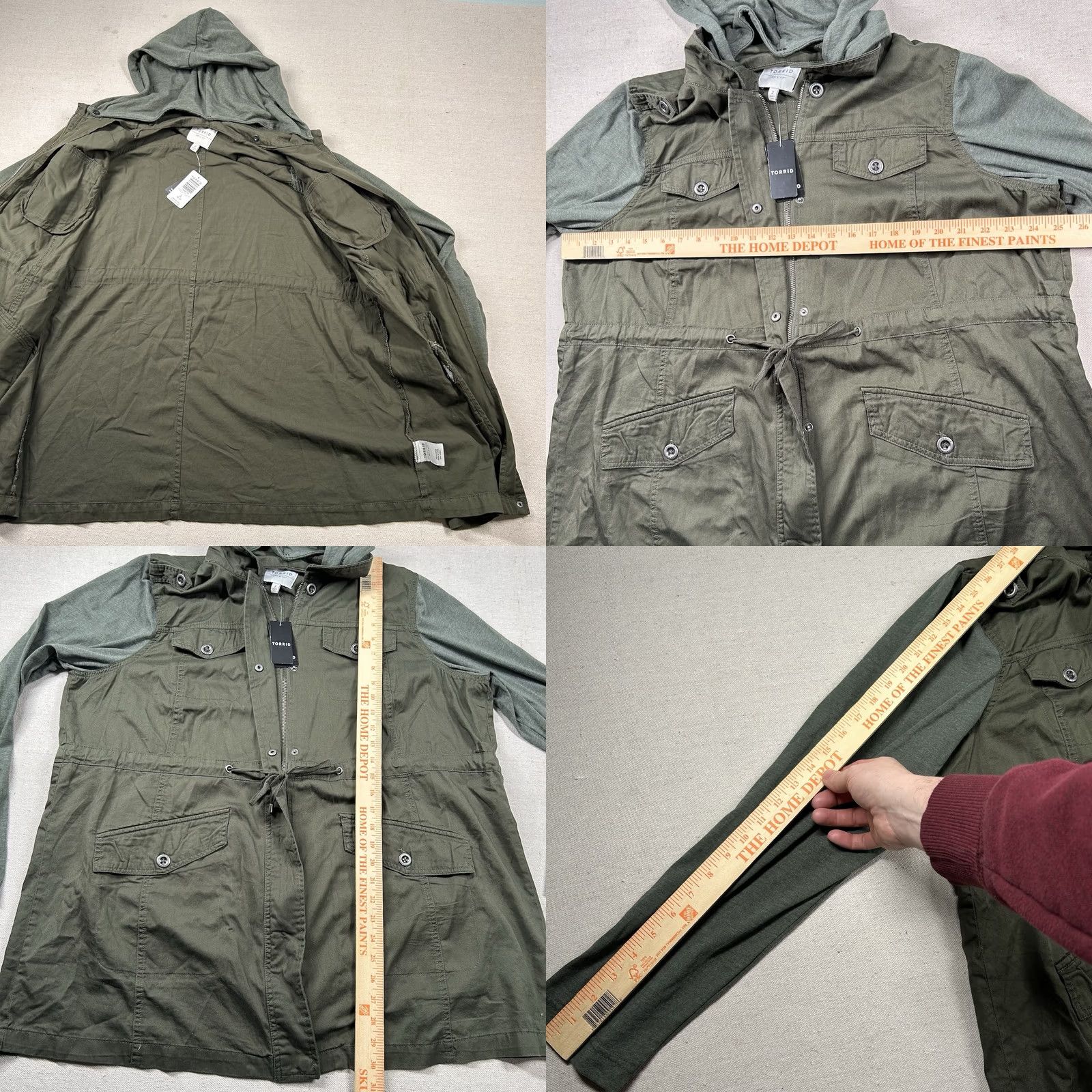 Torrid Torrid Jacket Womens 2X Military Style Jersey Sleeve Anorak Canvas Pockets Olive Green Army Hooded Pockets PlusSize Mens? Ladies? Size XXL / US 16-18 / IT 52-54 - 8 Thumbnail